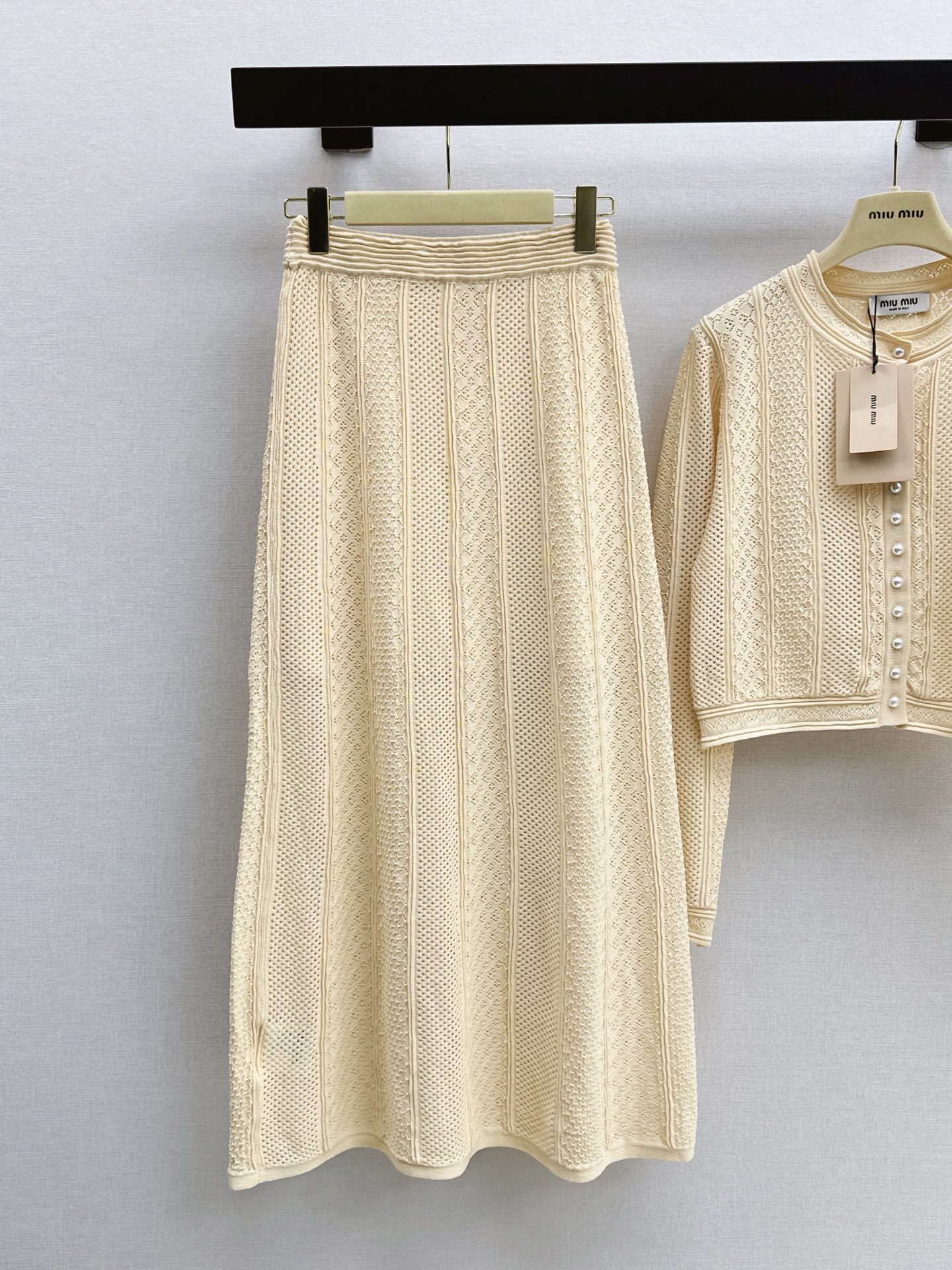Miu 26fw knit cardigan skirt sets