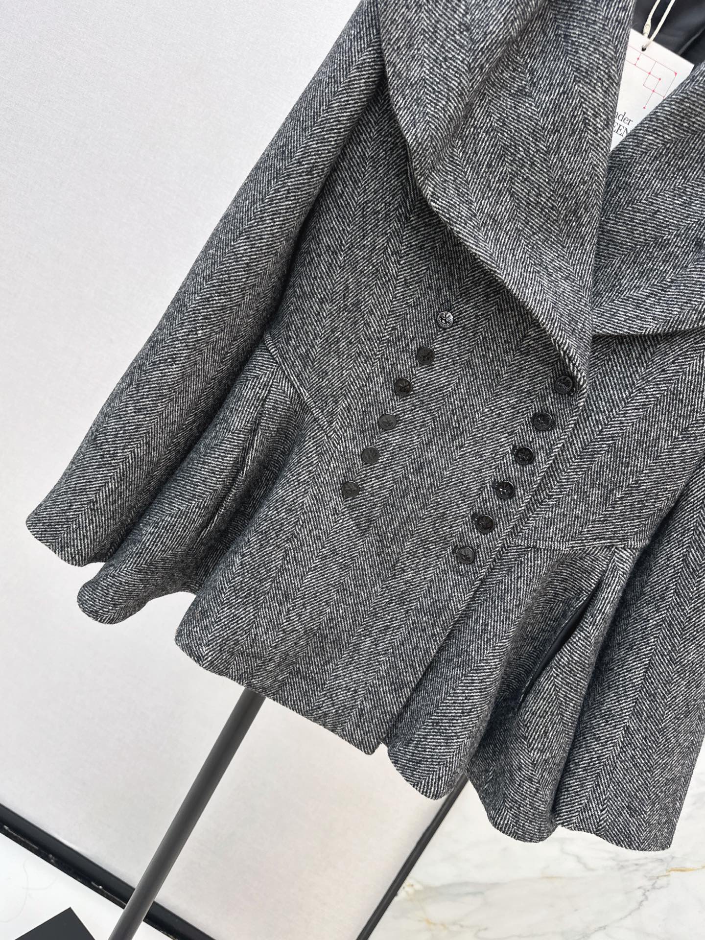 Alex 26fw herringbone peplum blazer