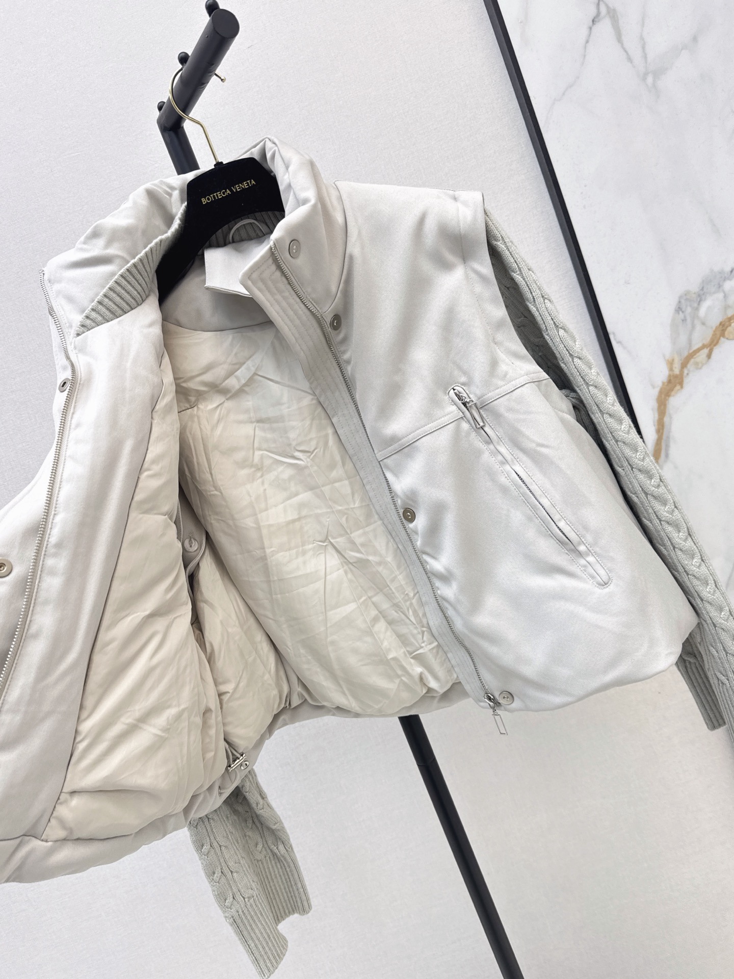 Bott 26fw detachable sleeve knit contract down jacket