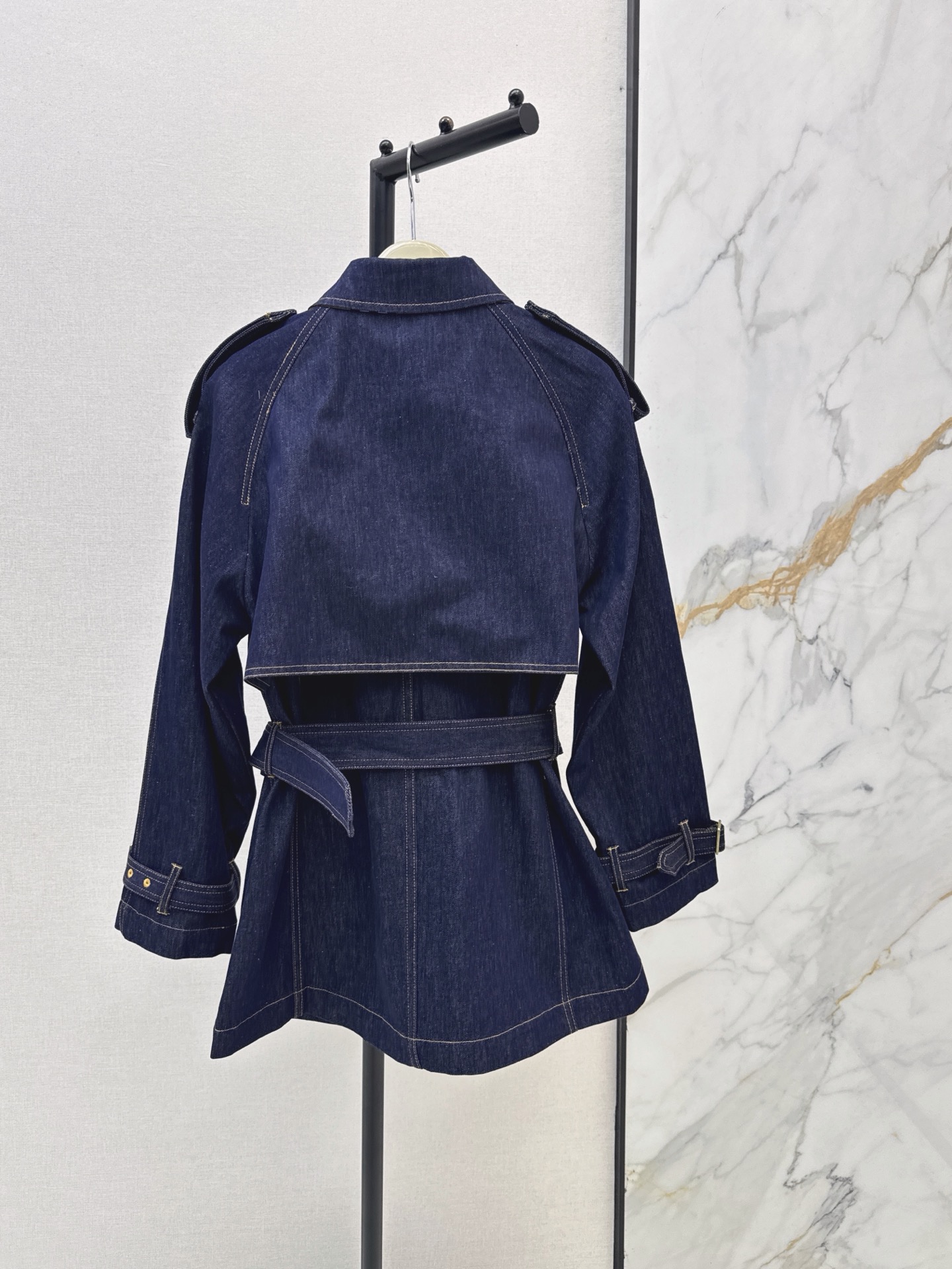 Bur 26fw belted denim jacket