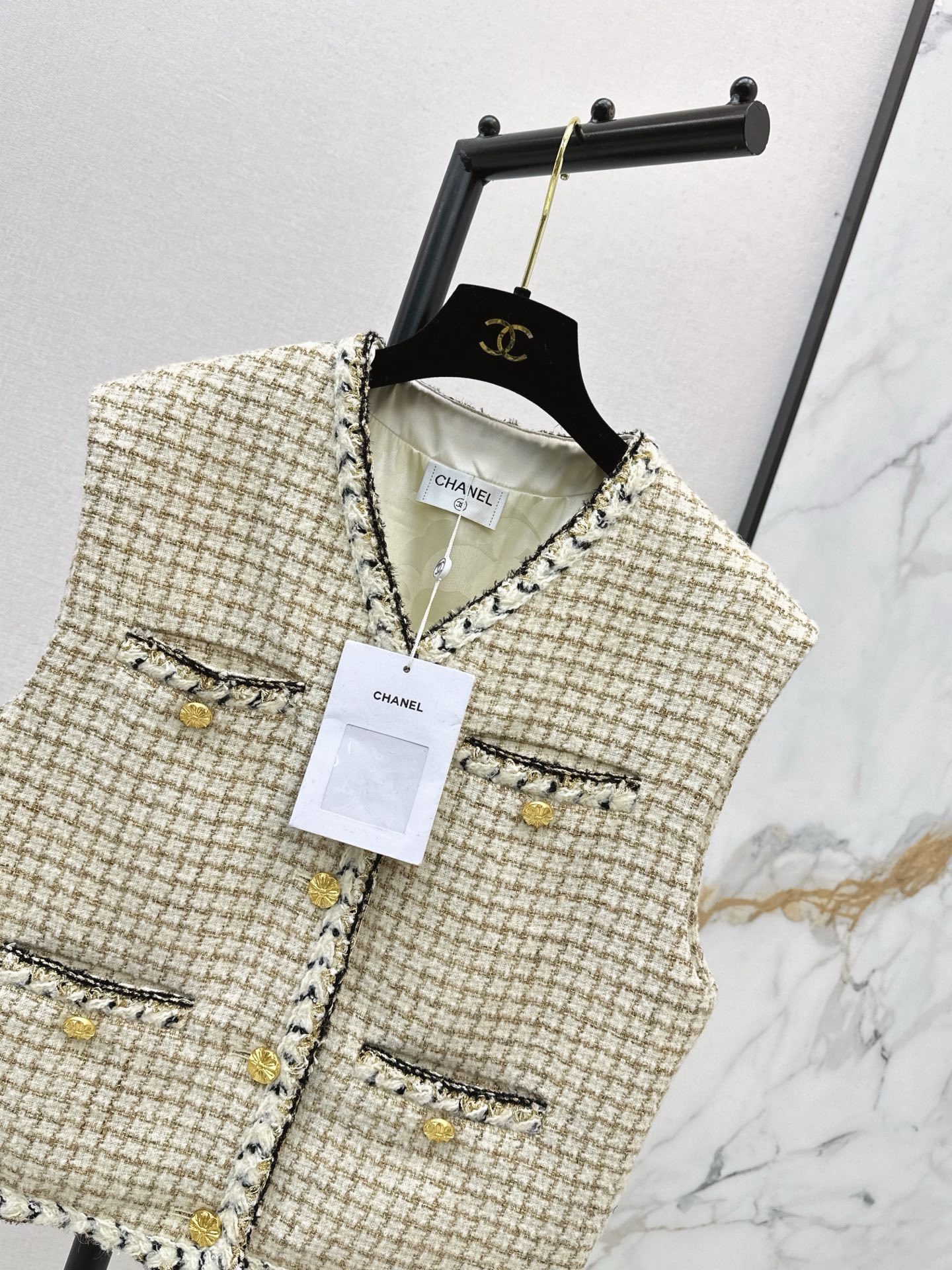 Chan 26fw woven tweed vest