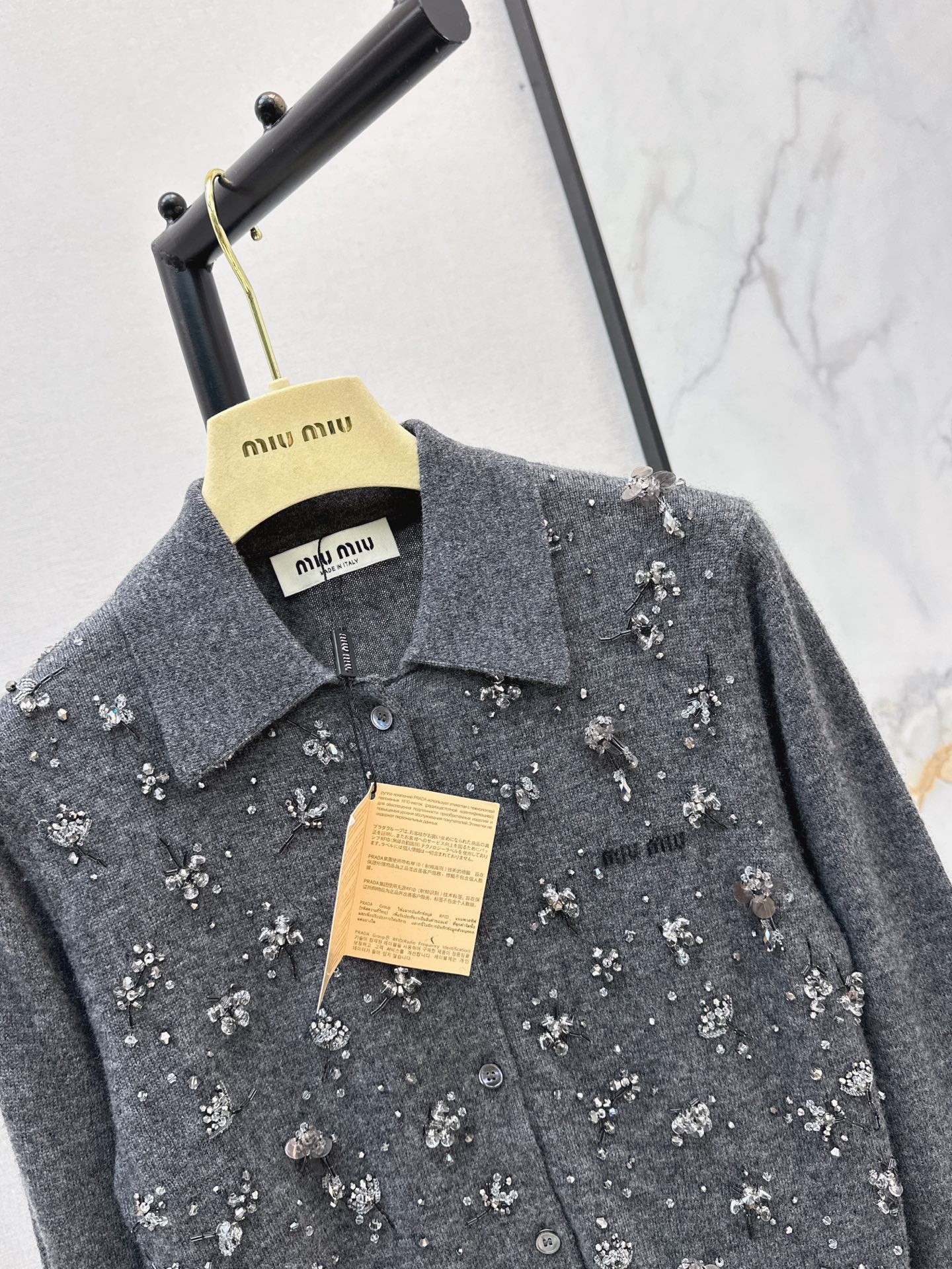 Miu 26ss rhinestone knitwear