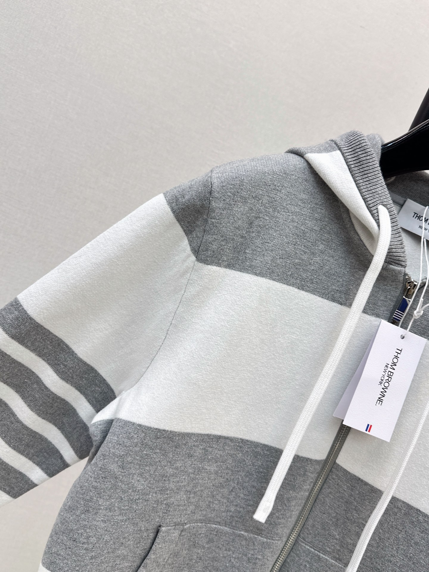 Thom 26fw stripe hooded knitwear
