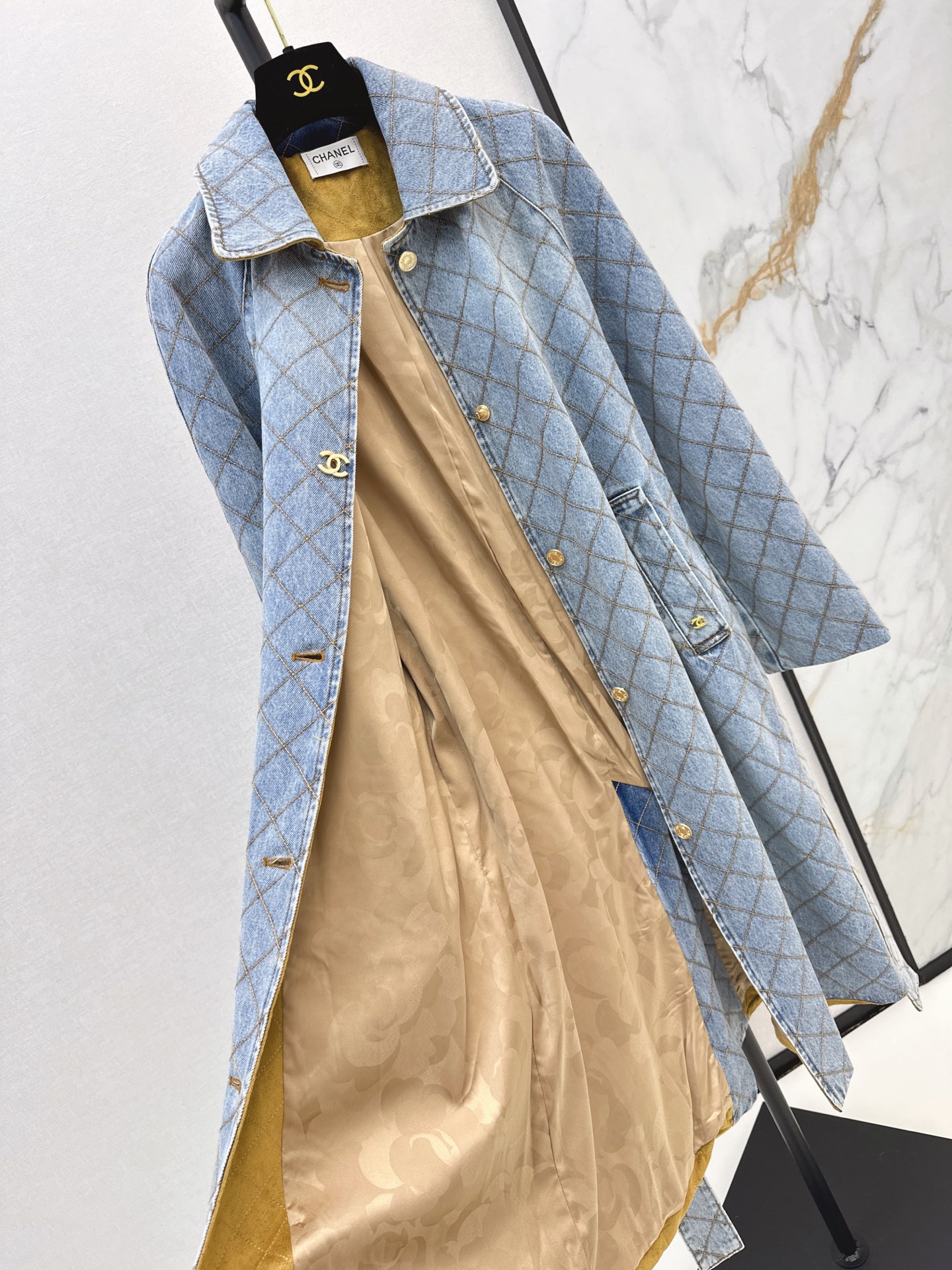 Chan 26fw belted denim trench coats