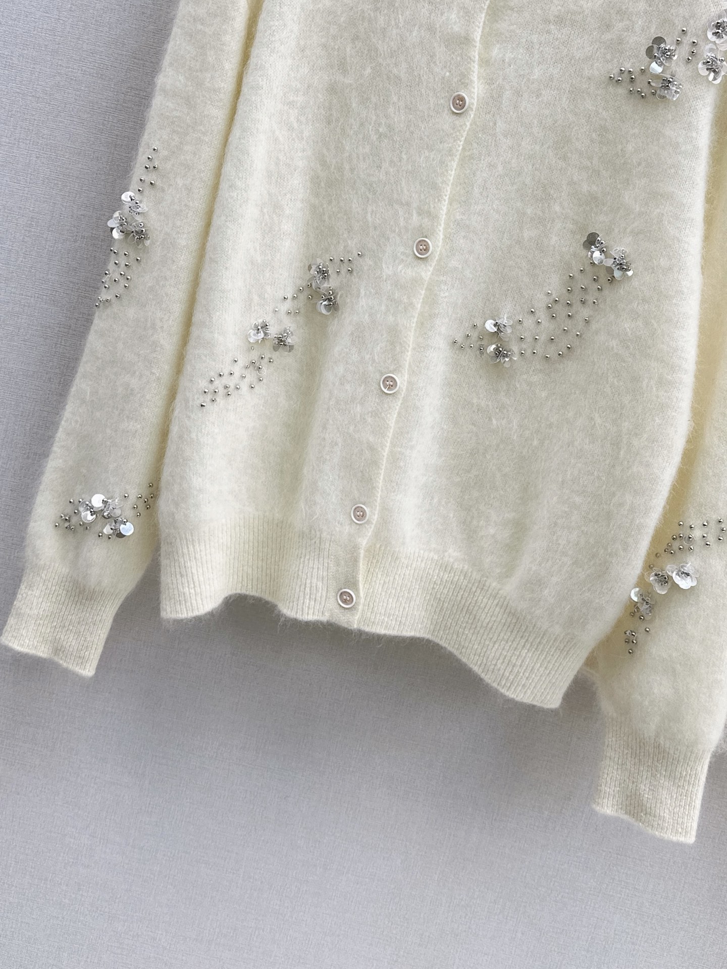 Miu 26fw beading sequin knit sweater skirt sets