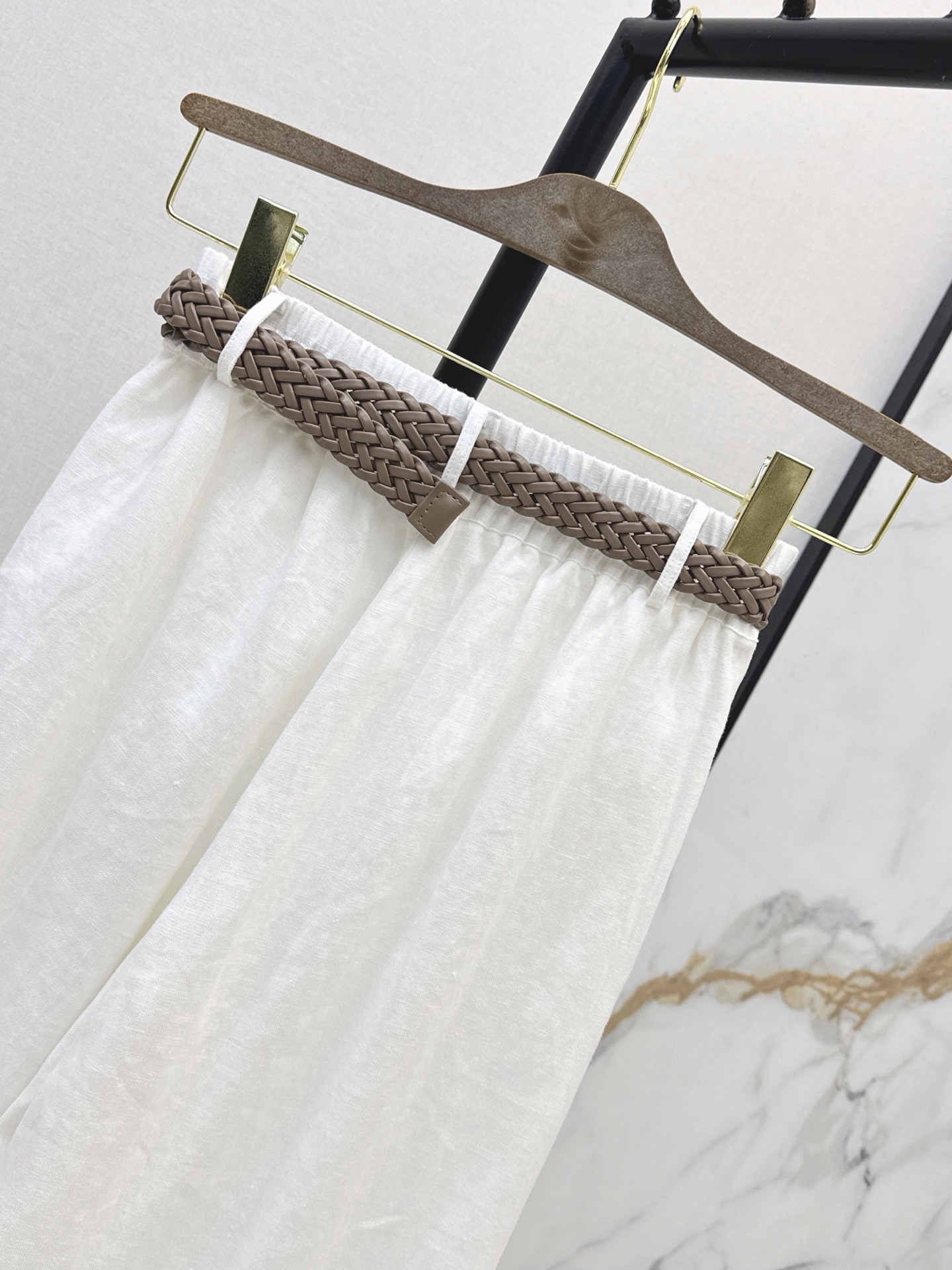 Brun 26ss belted straight-leg pants