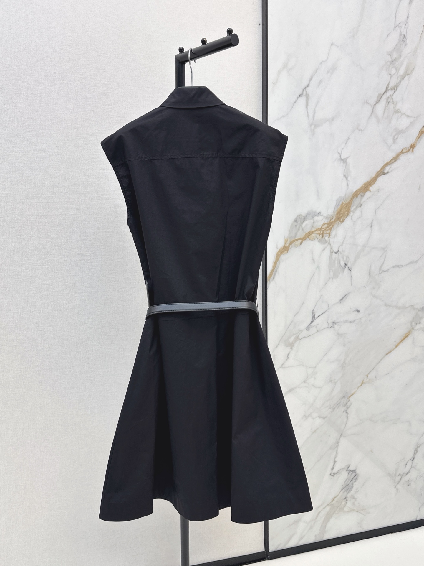 Pra 26ss sleeveless belted shirt dress