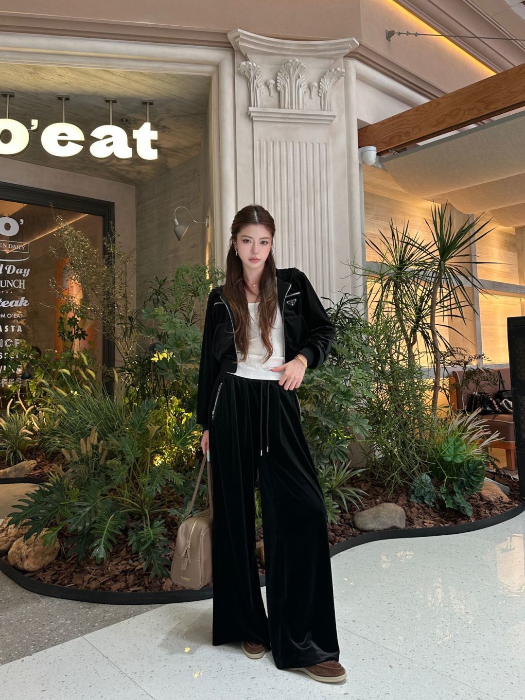 Pra 26fw hooded cropped jacket pants sets