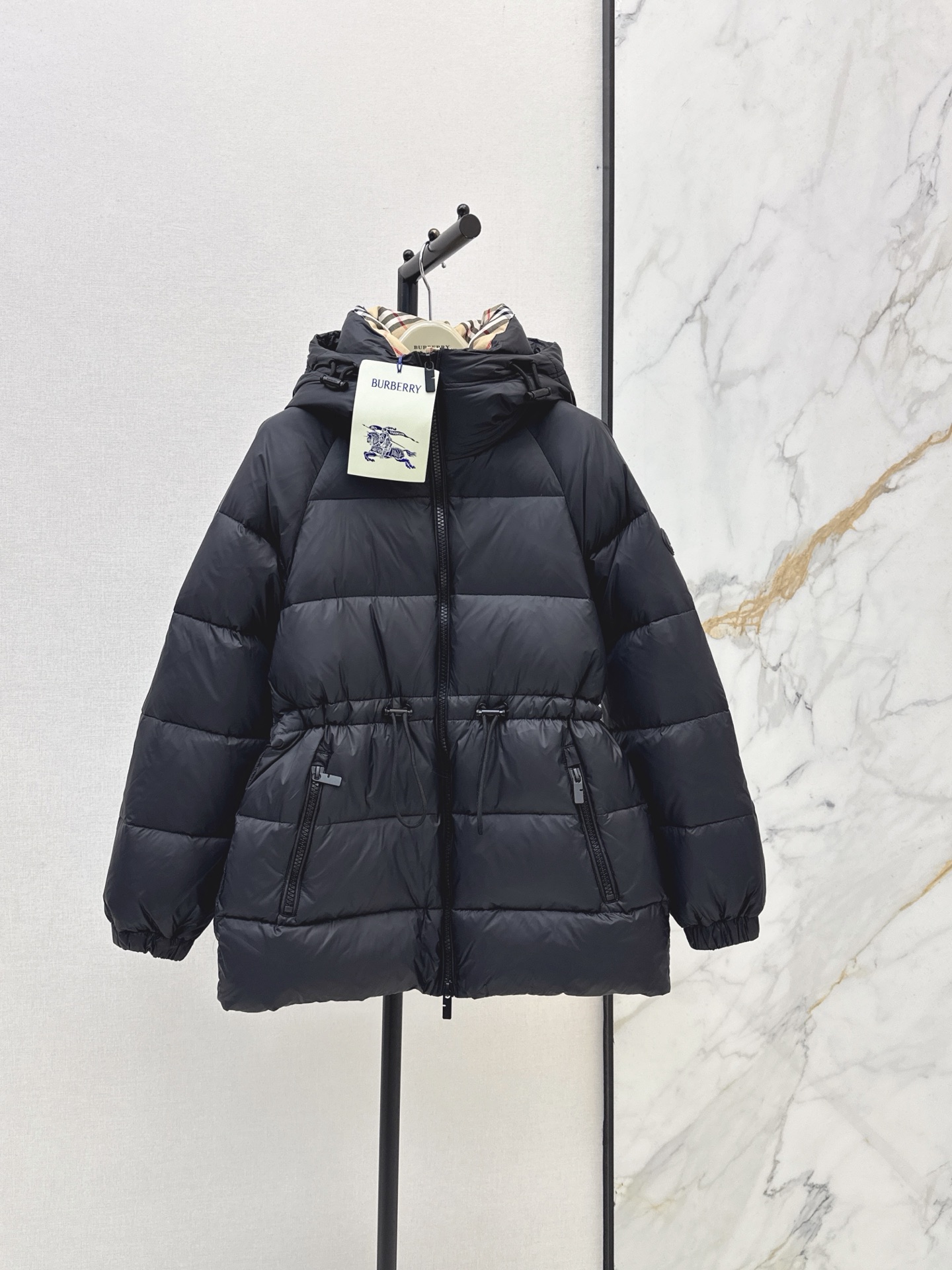 Bur 26fw hooded drawstring down jacket