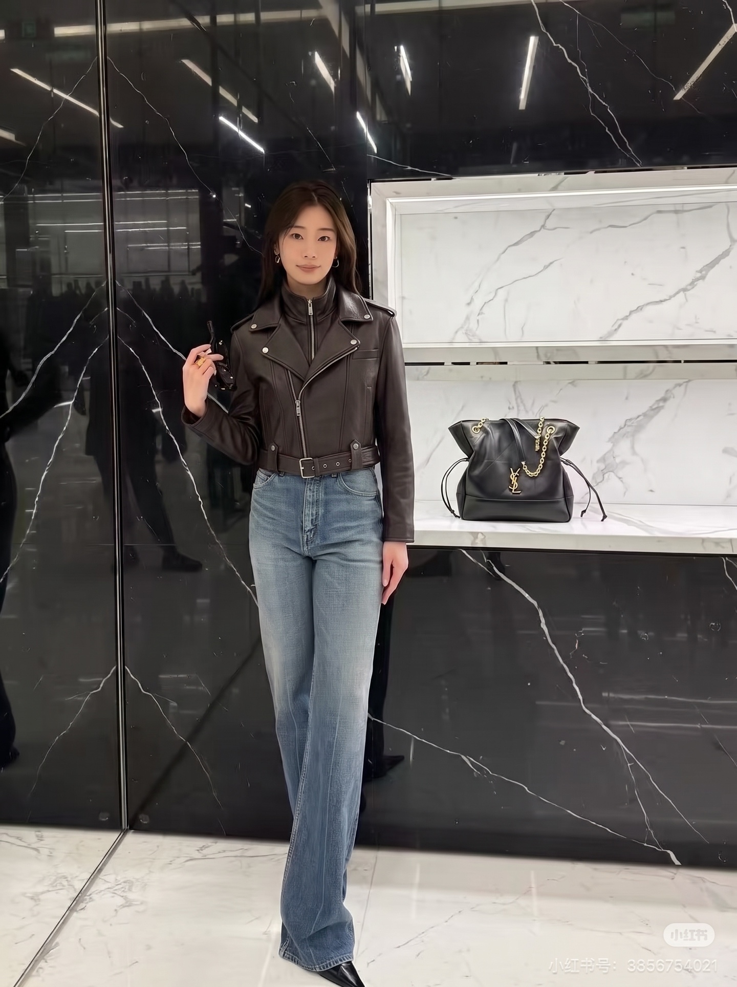 Sain 26fw cropped moto leather jacket