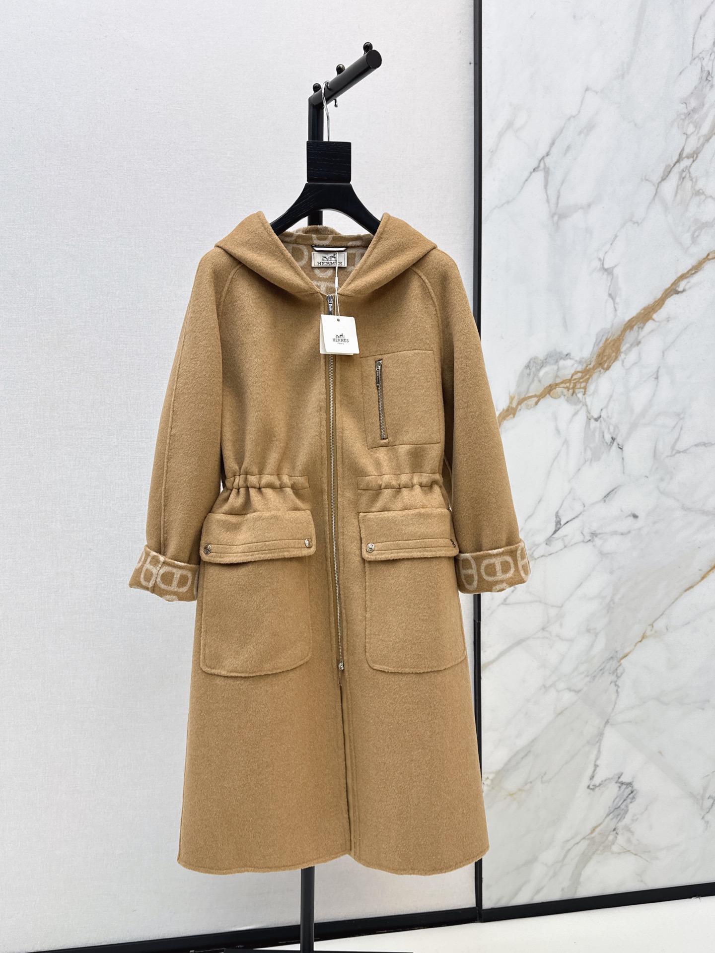 Her 26fw drawstring hooded overcoats