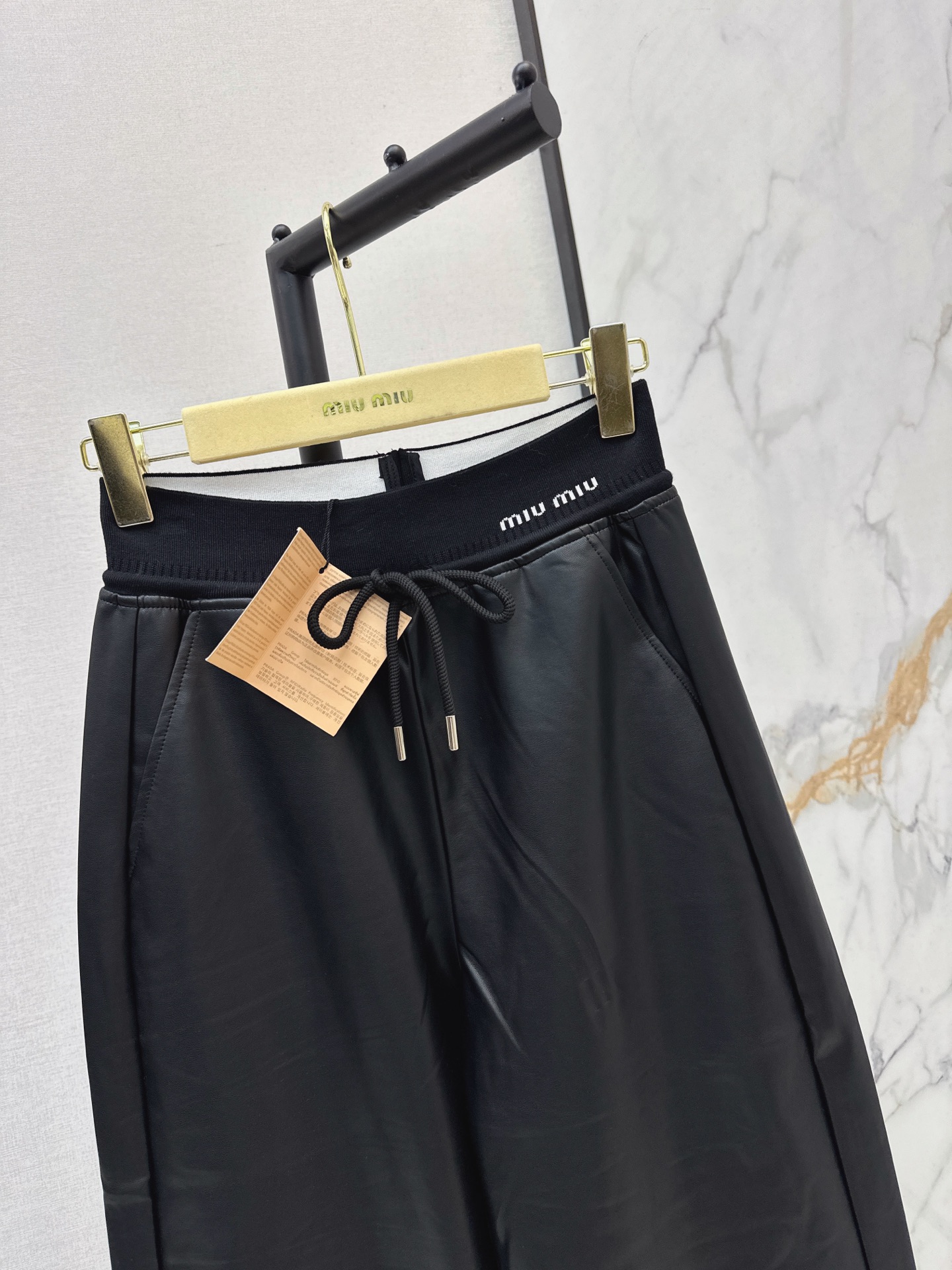 Miu 26fw pu drawstring pants