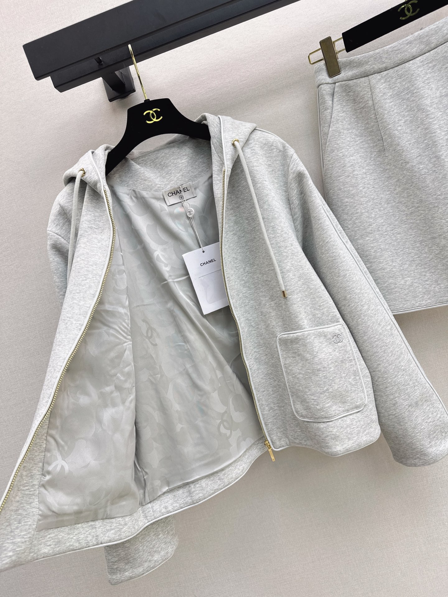 Chan 26fw hooded jacket skirt sets