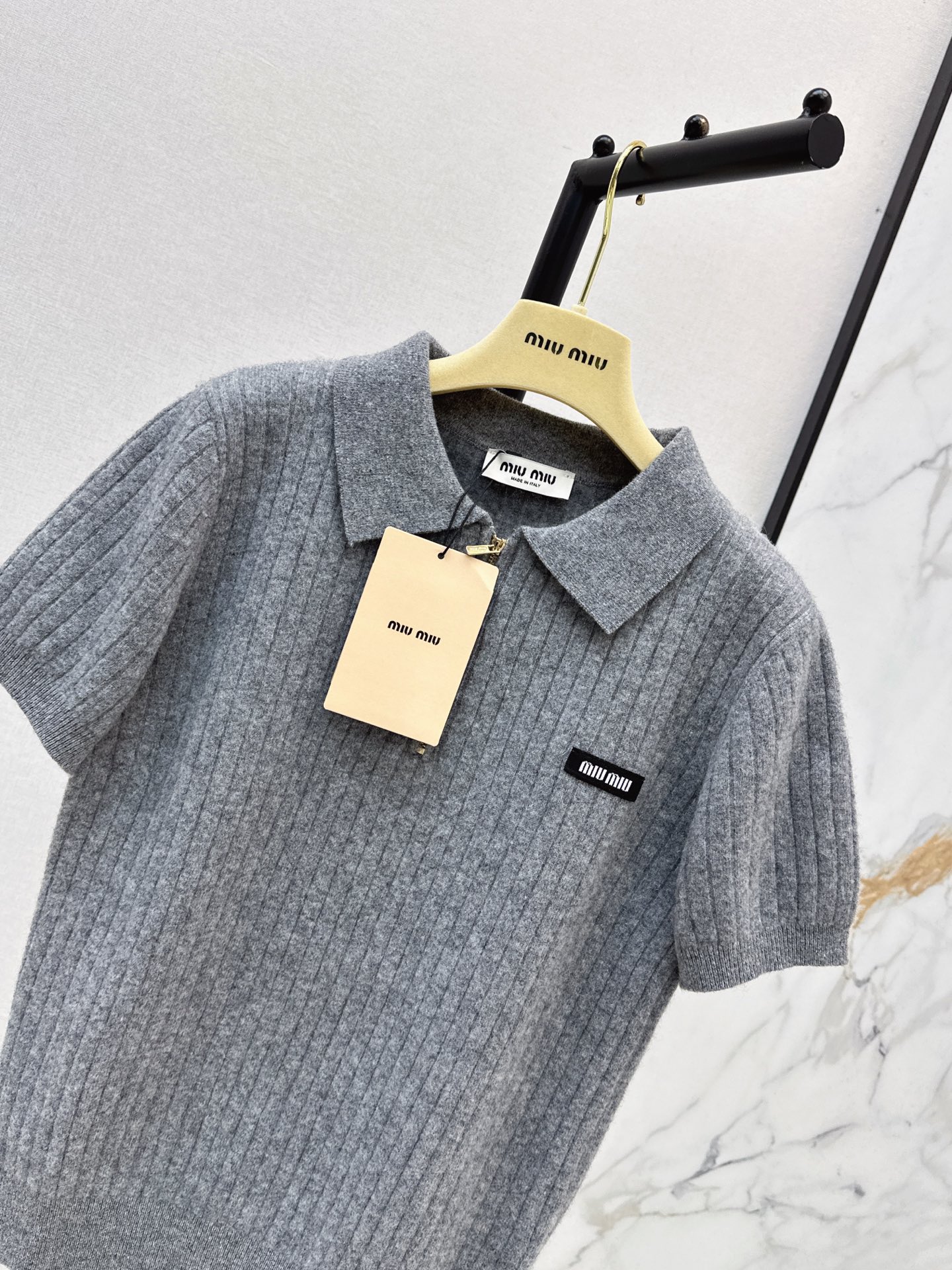 Miu 26fw wool polo knitwear