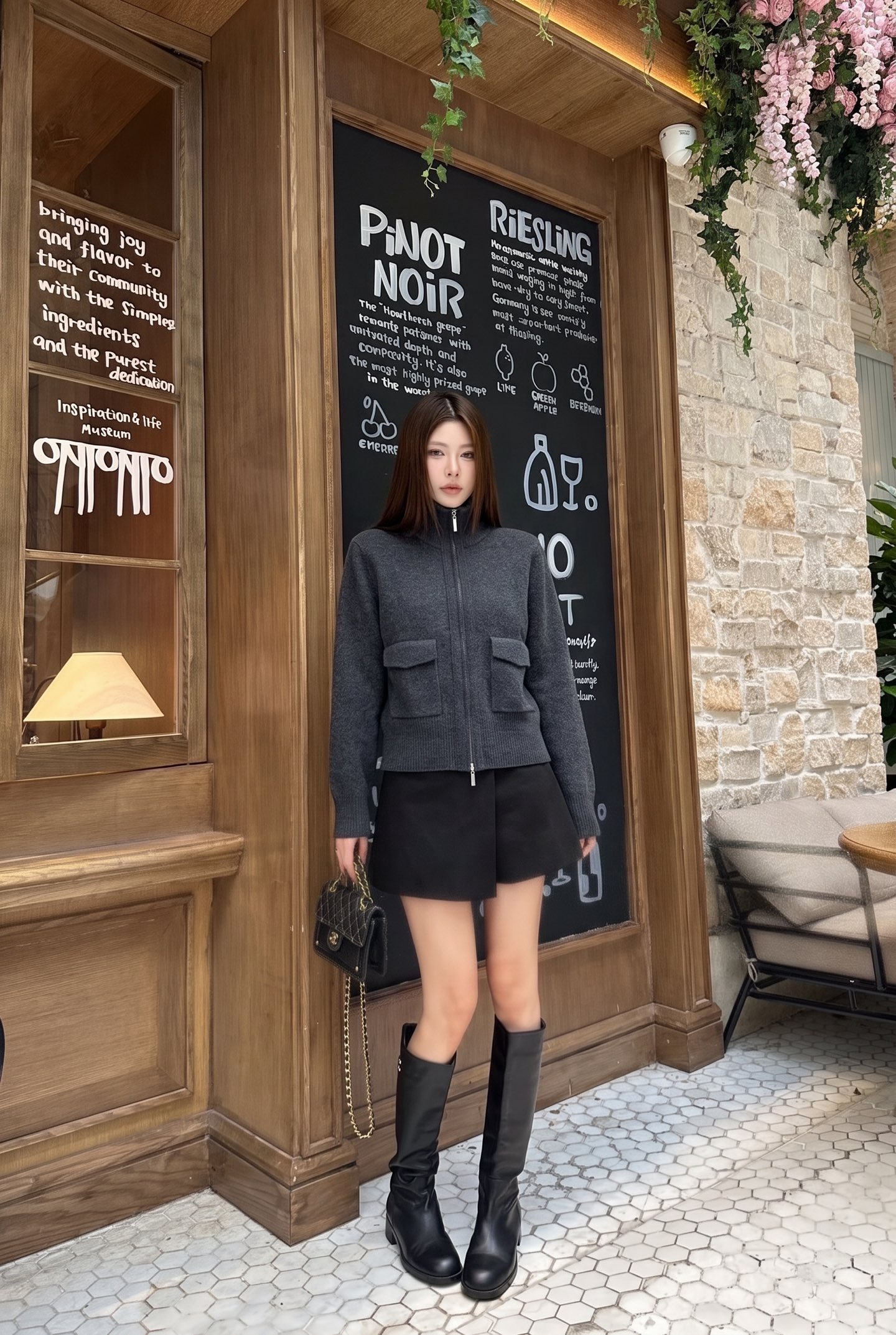 Brun 26fw stand collar knit cardigan
