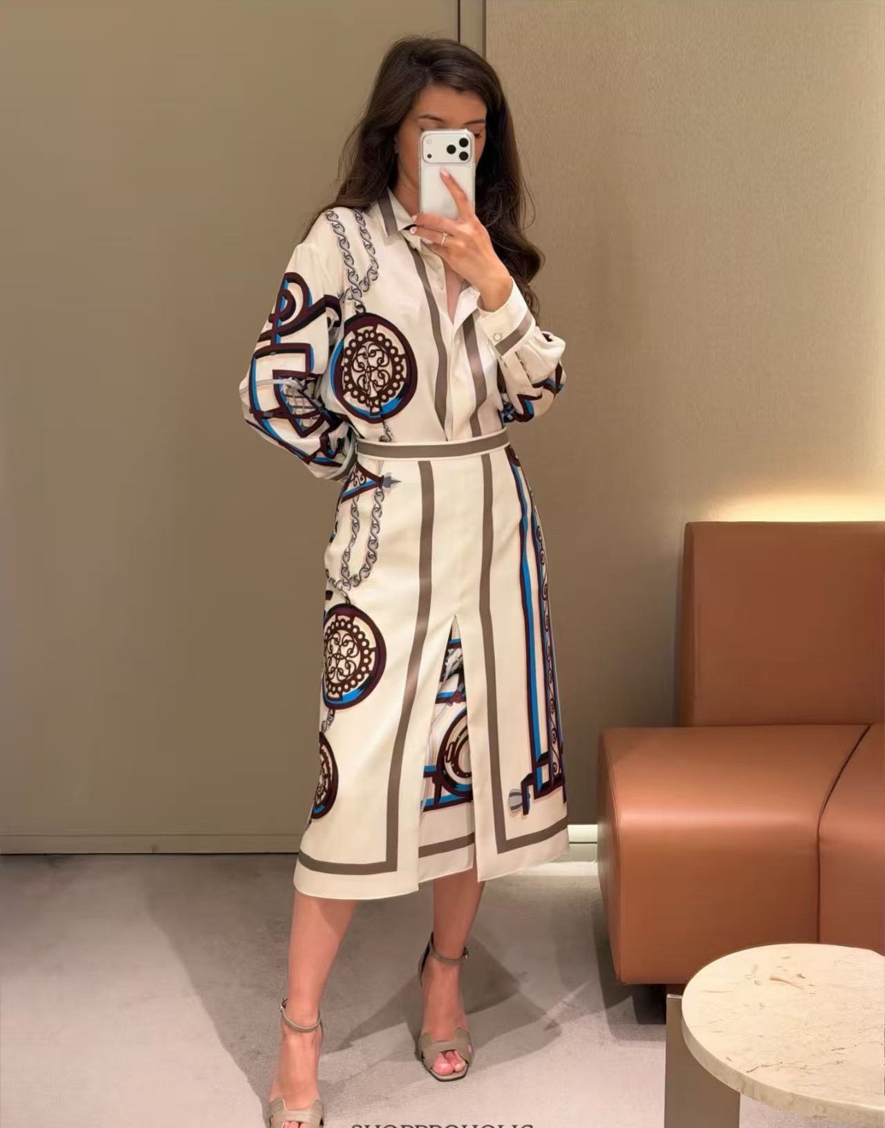 Her 26fw print silk skirt