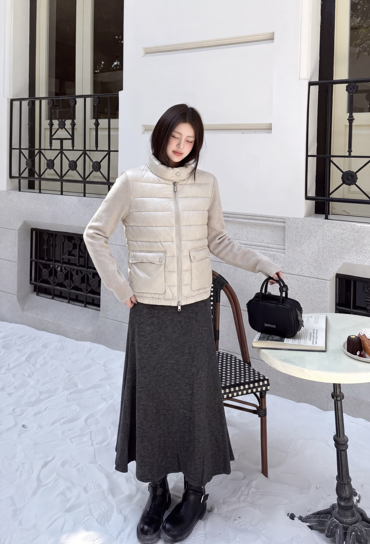 Bun 26fw knit contract down jacket