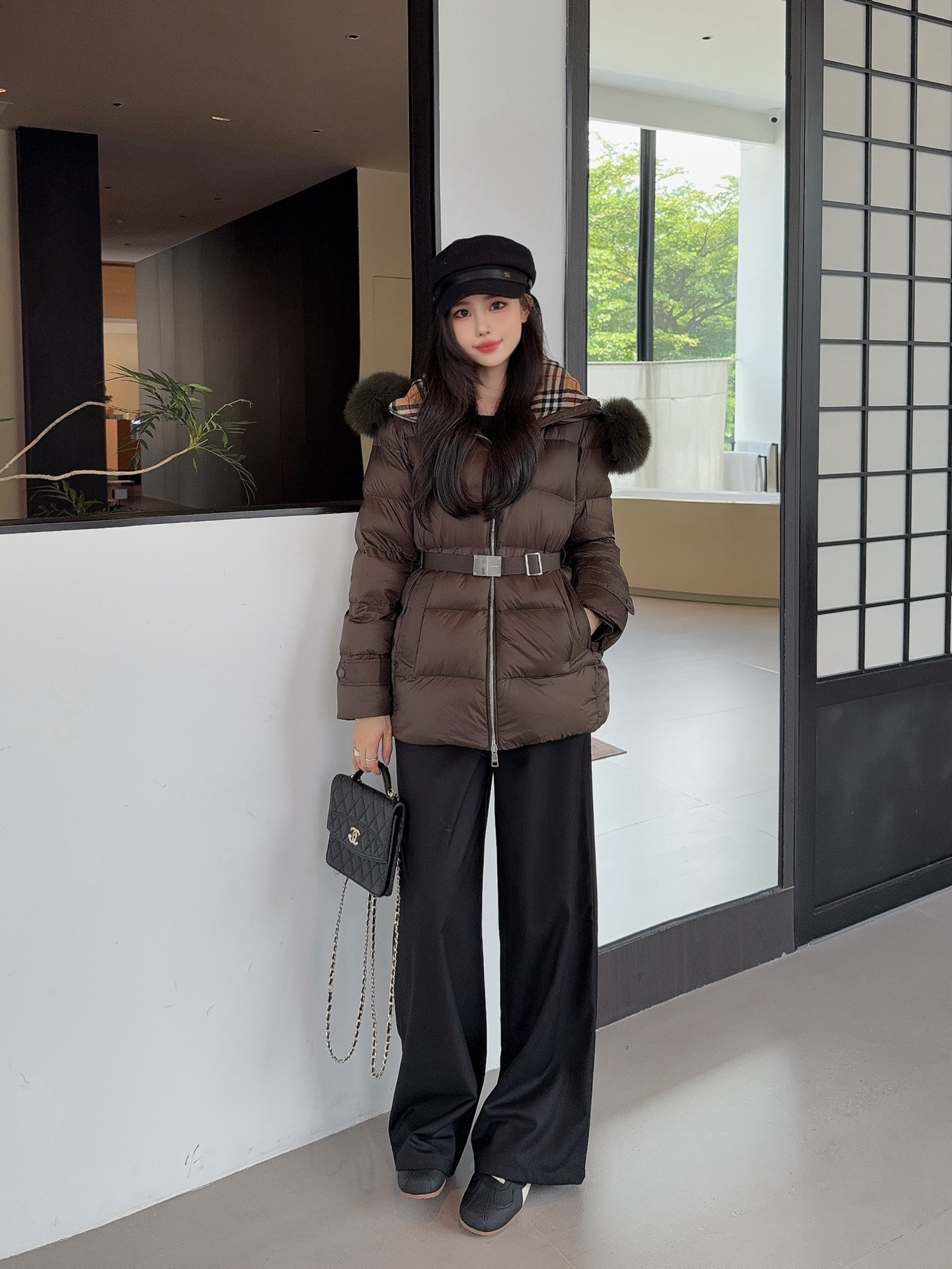 Bur 26fw Hooded Belted Down Jacket
