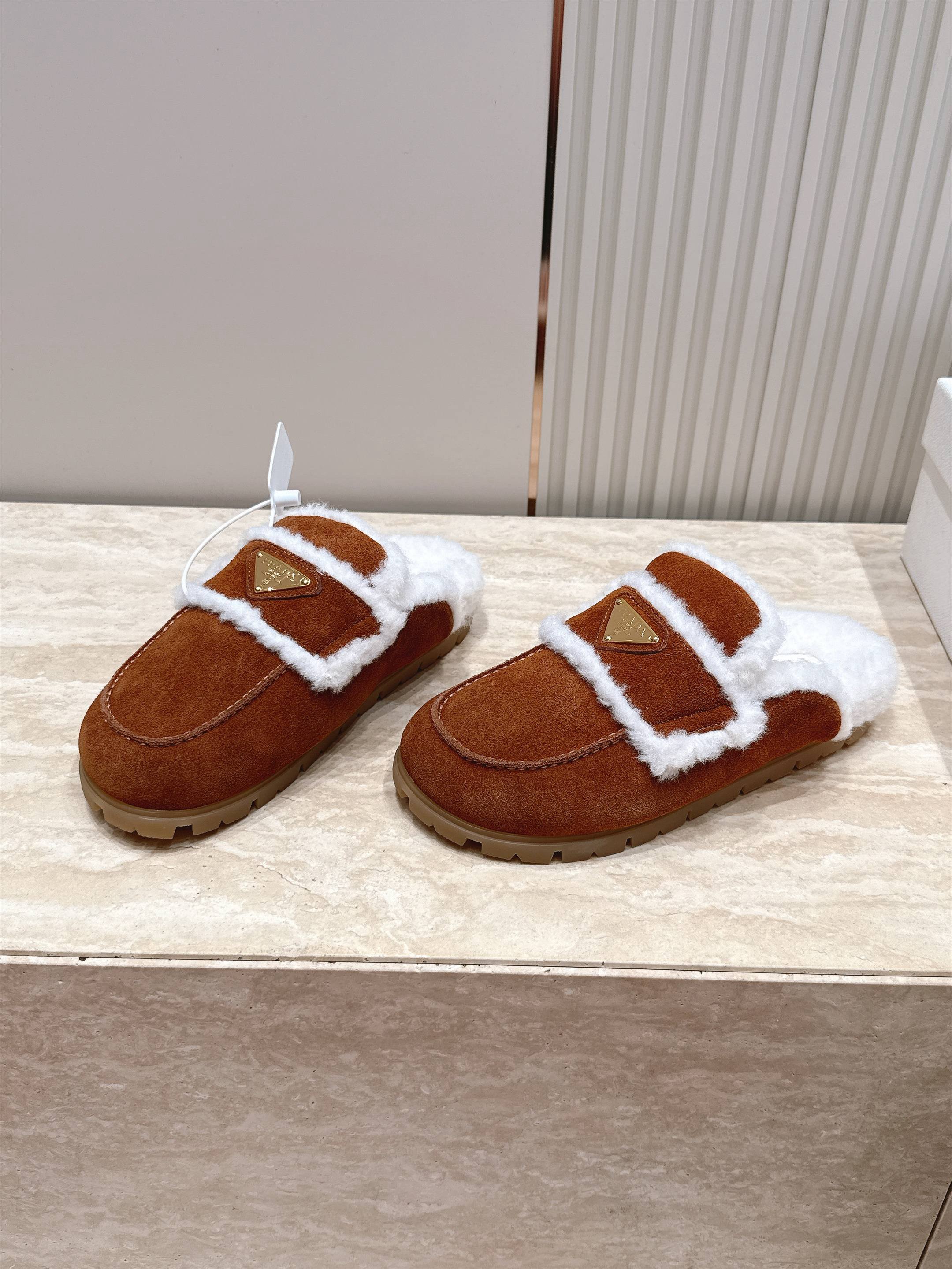 Pra hearling-Trim Suede Mule Loafers