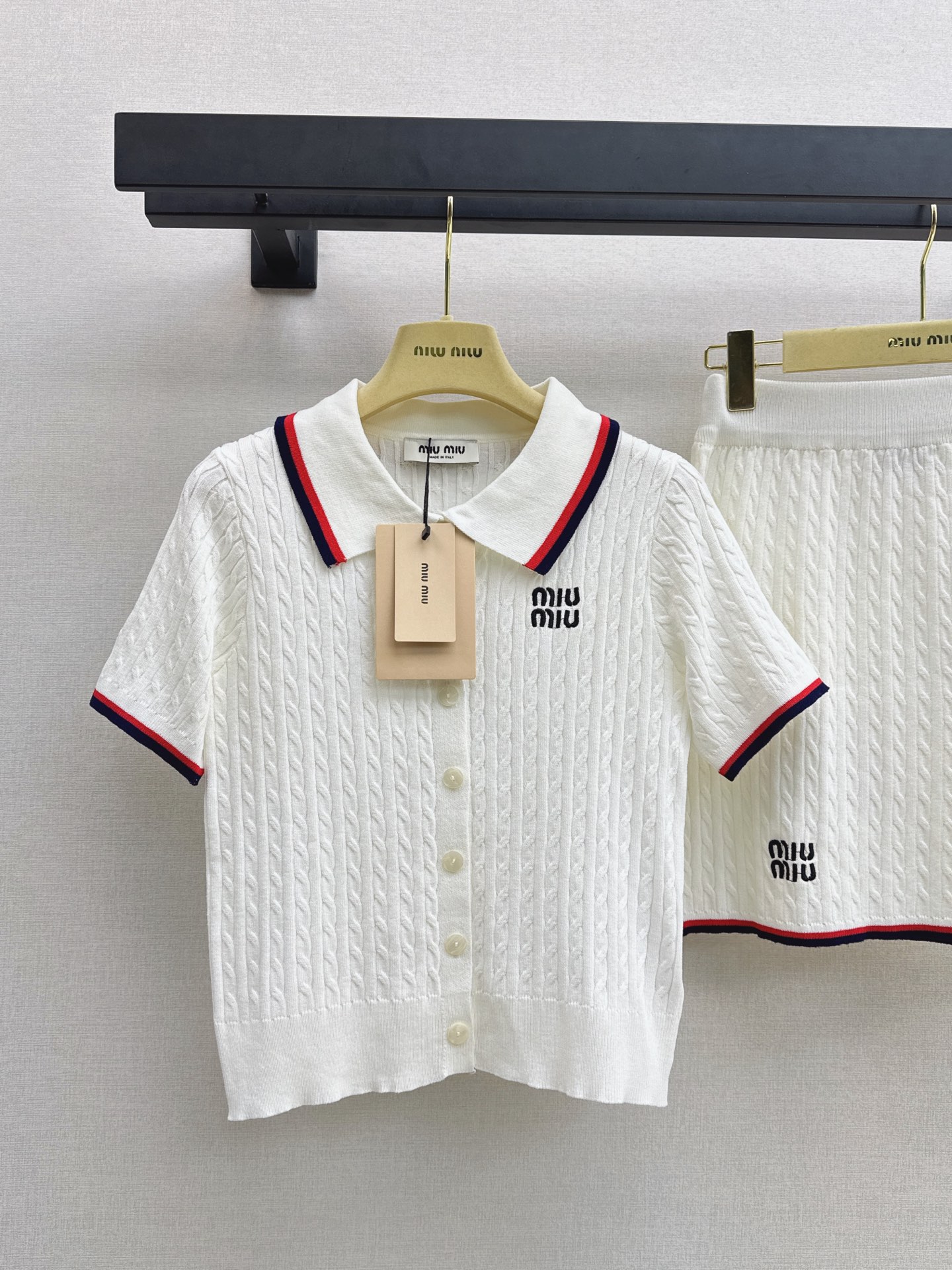 Miu 26fw knit polo skirt sets