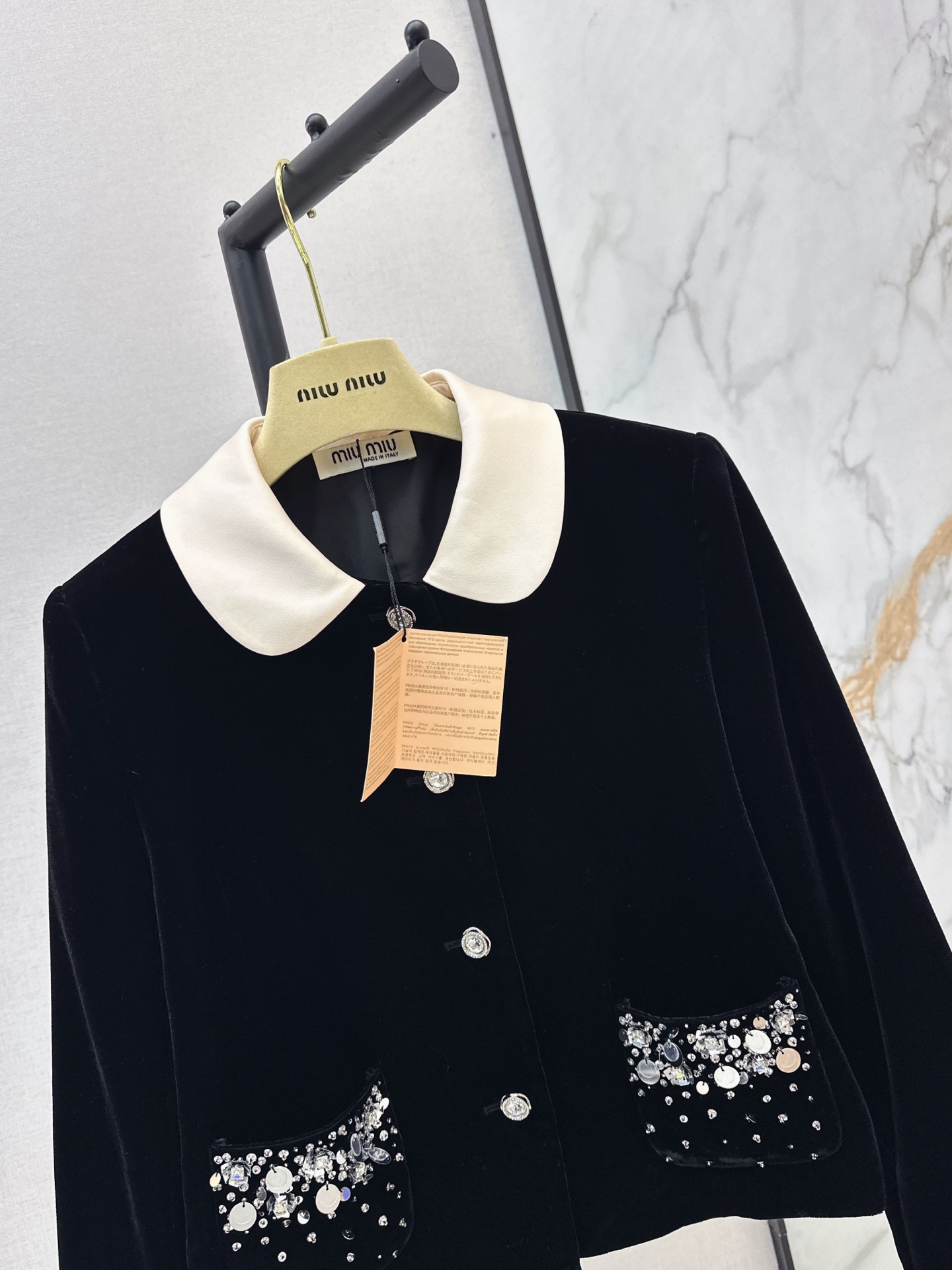 Miu 26fw rhinestone velvet jacket