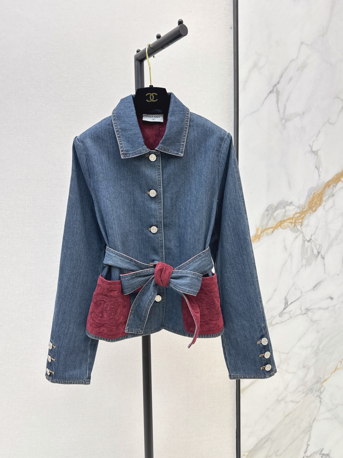 Chan 26fw belted denim jacket