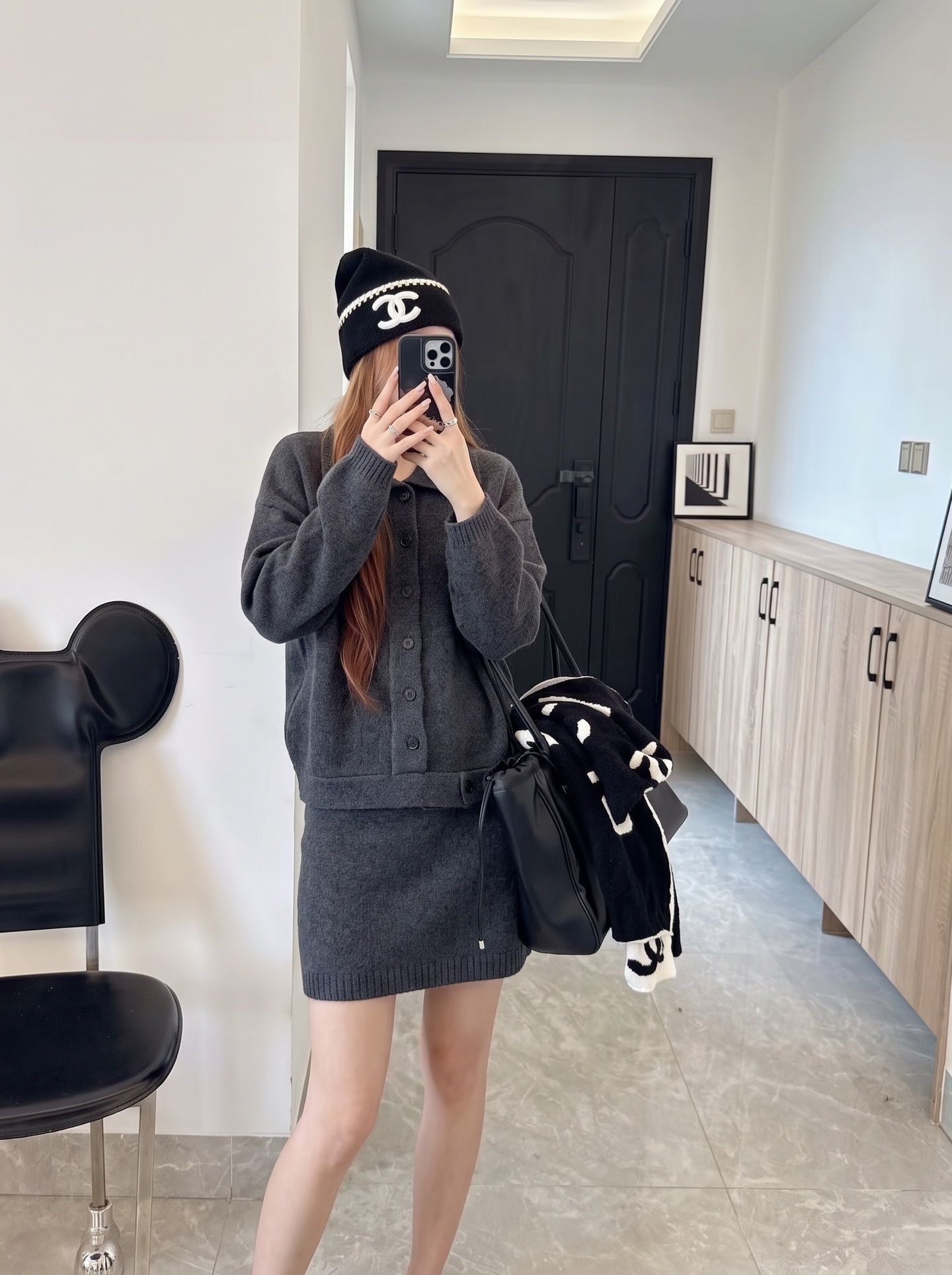 Max 26fw knit cardigan skirt sets