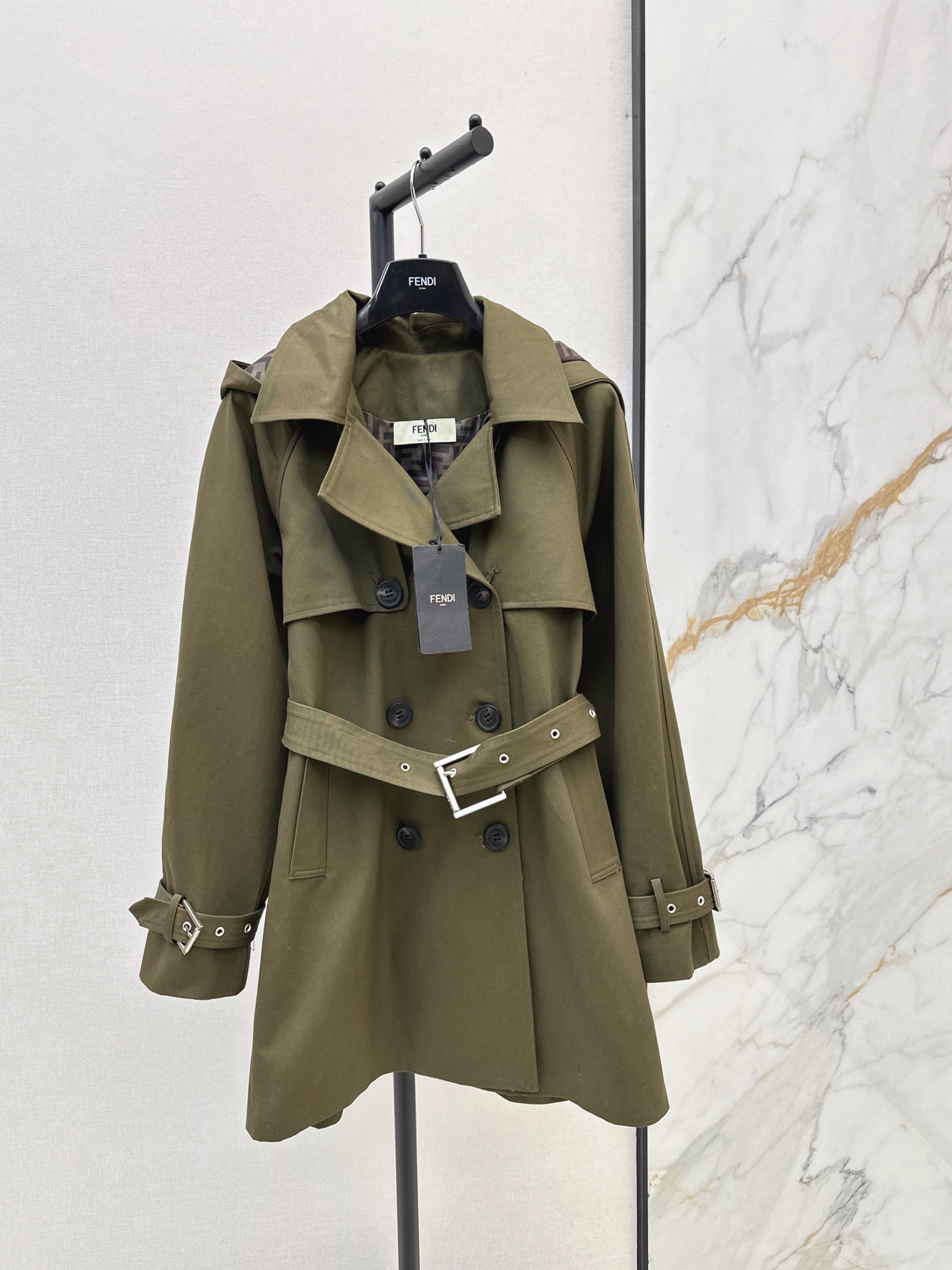 Fen 26fw hooded trench coats
