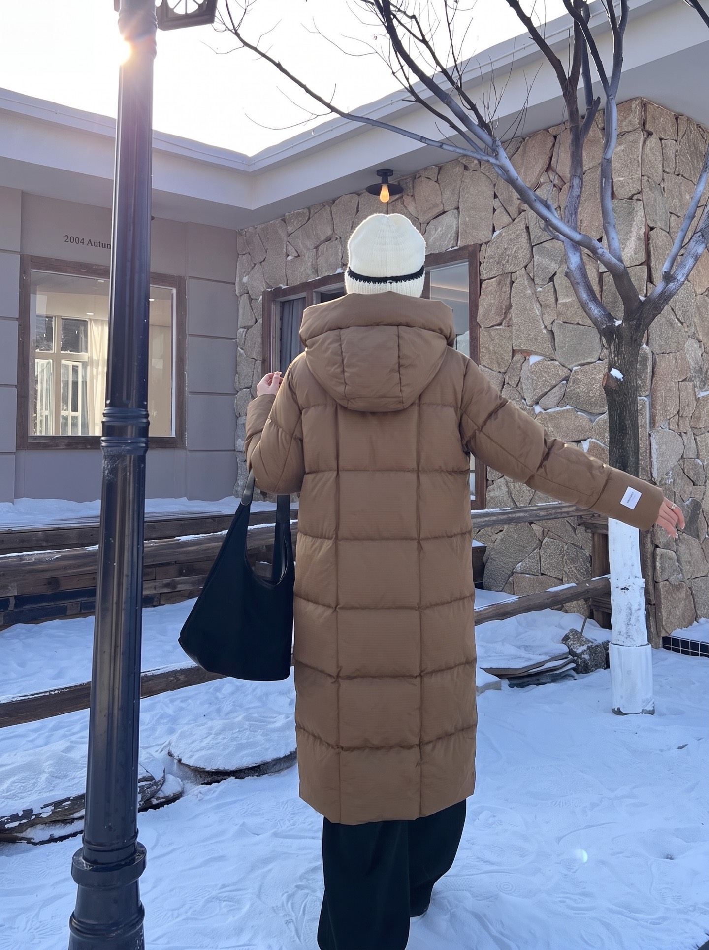 Max 26fw hooded long down jacket