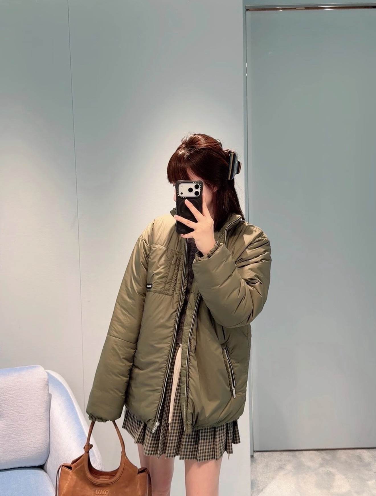 Miu 26fw zip-up down jacket