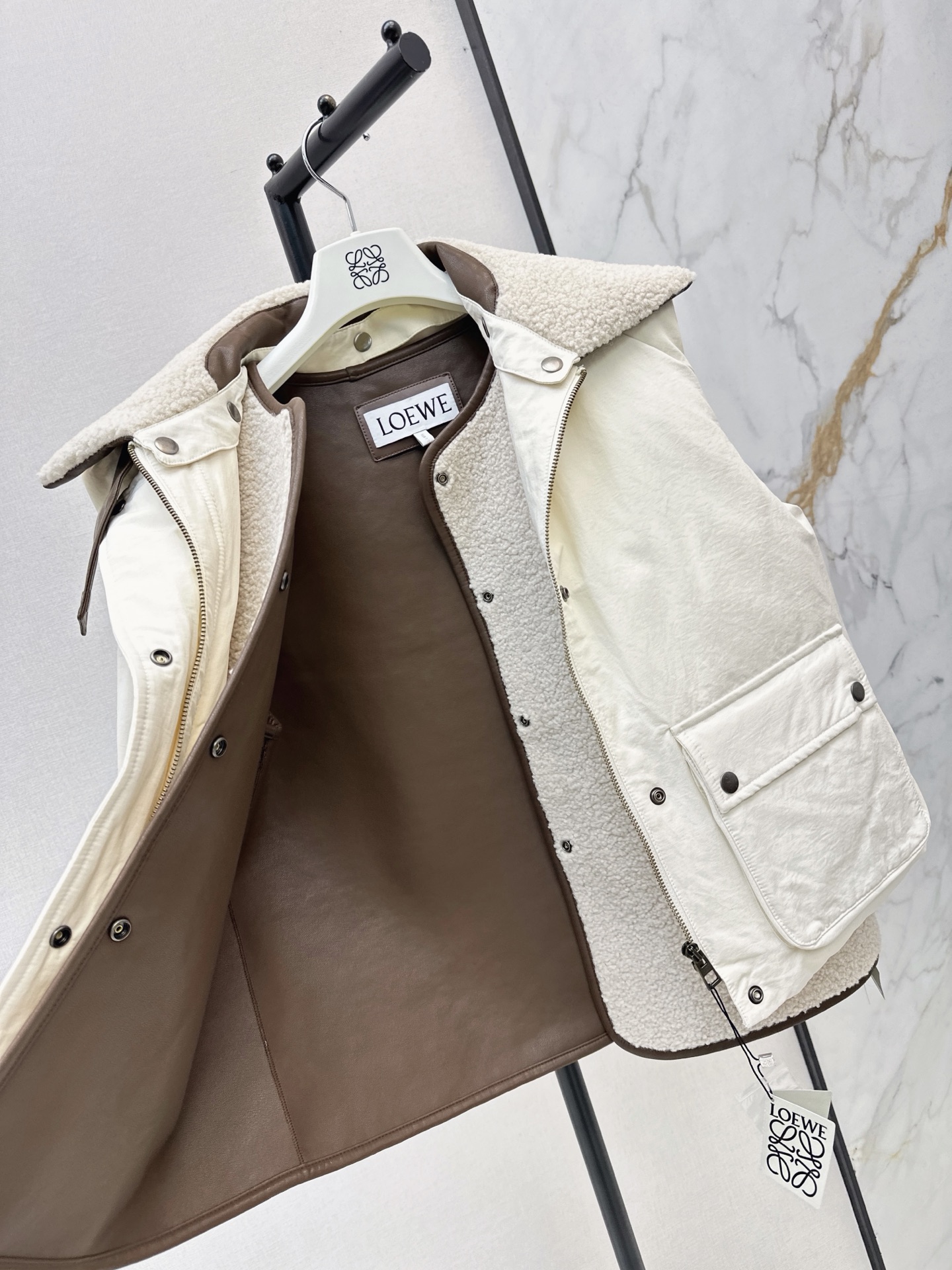 Loe 26fw tweed-fleece down vest