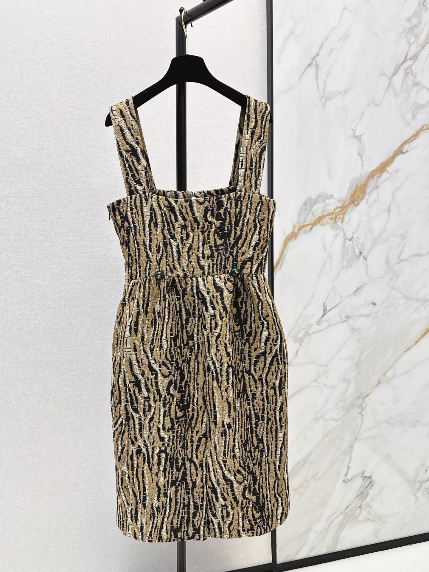 Chan 26fw leopard jacquard slip dress