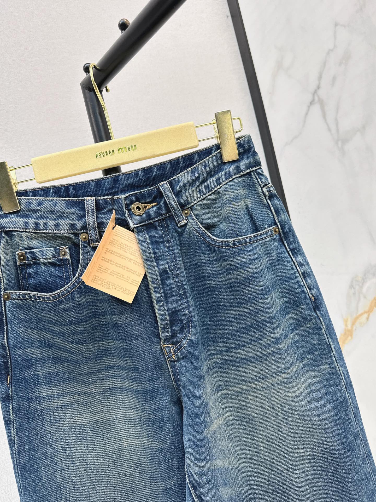 Miu 26fw wash wide-leg jeans