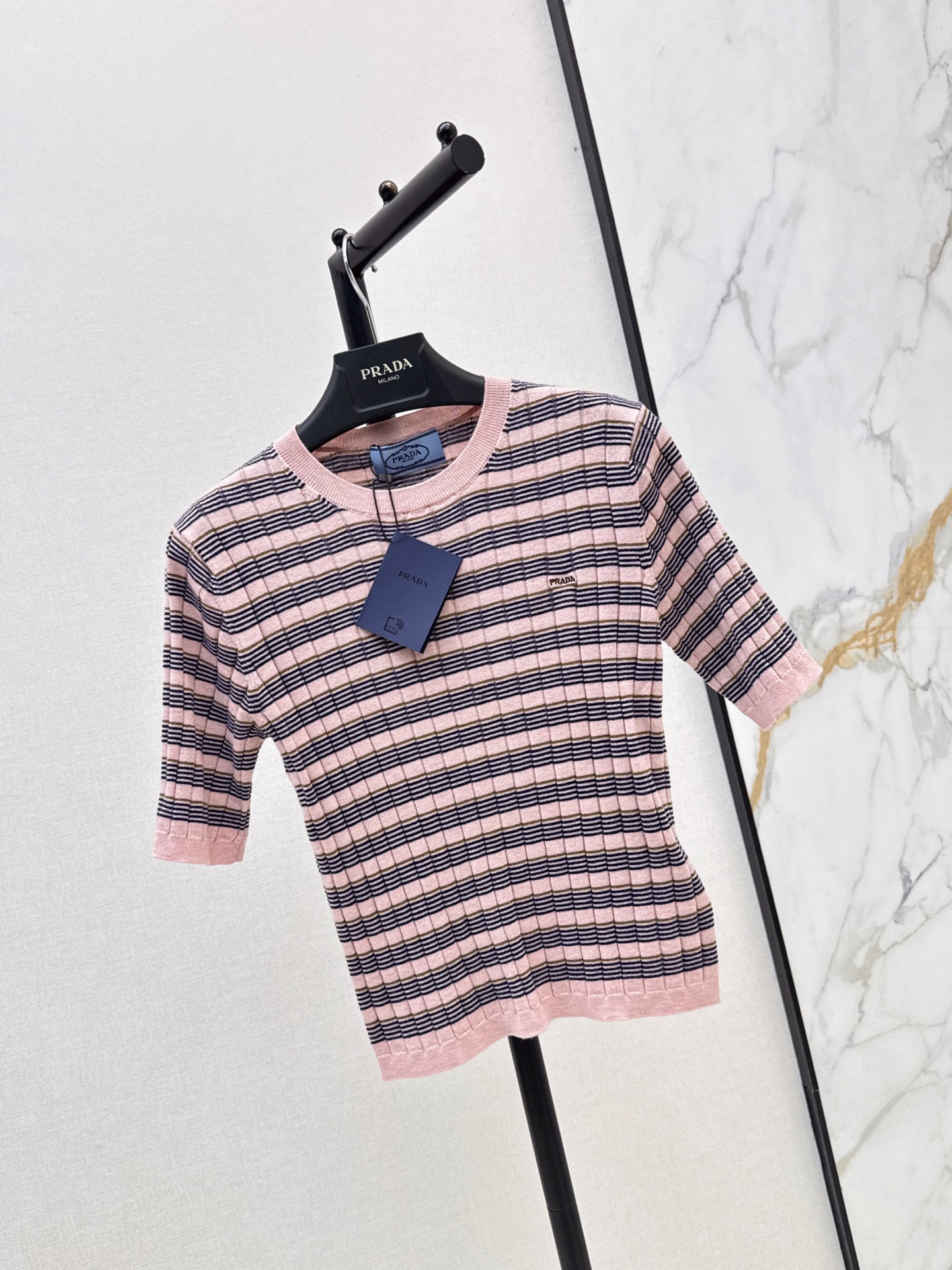 Pra 26fw stripe knit sweater