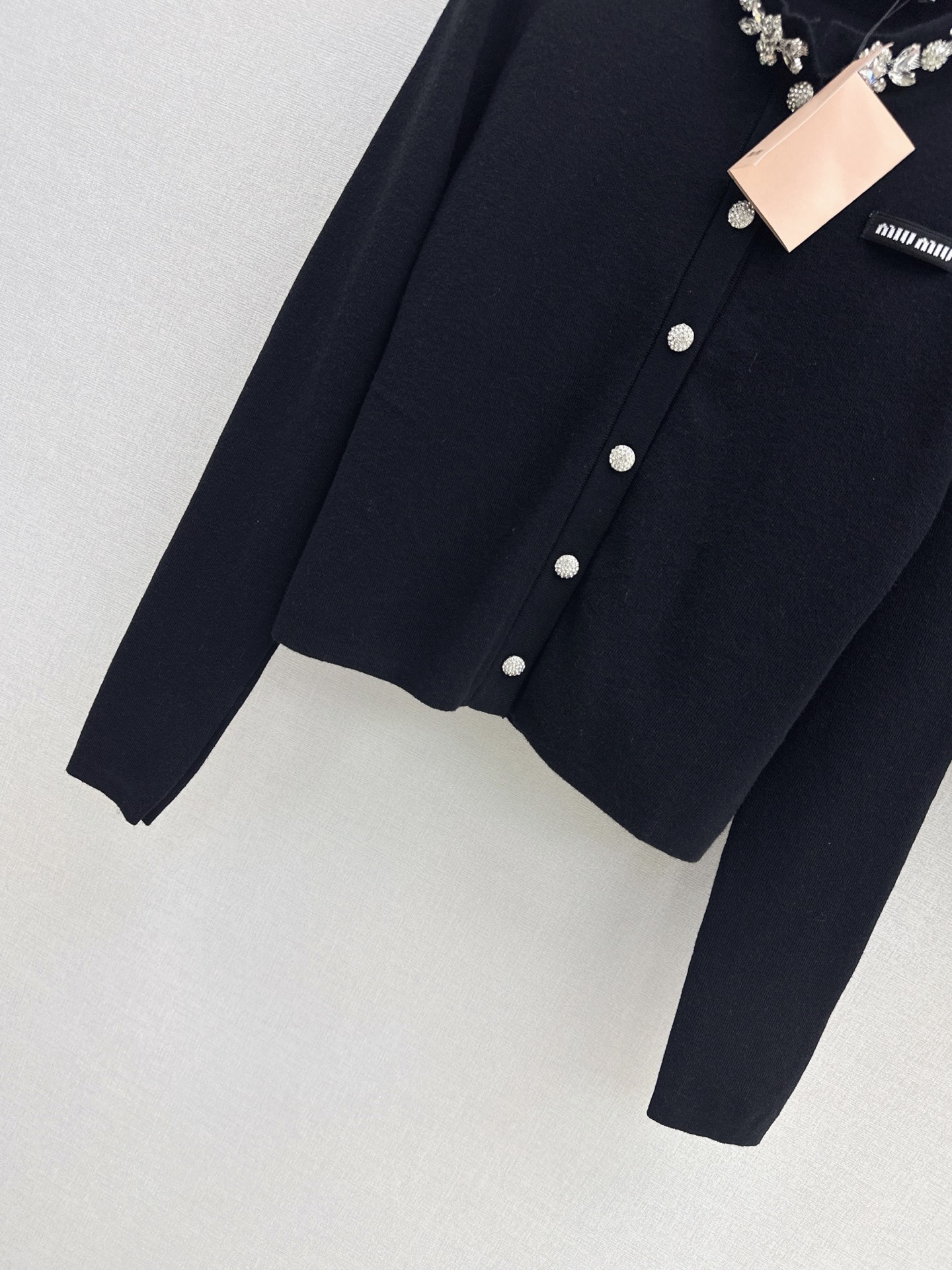 Miu 26fw rhinestone knit cardigan pleated skirt sets