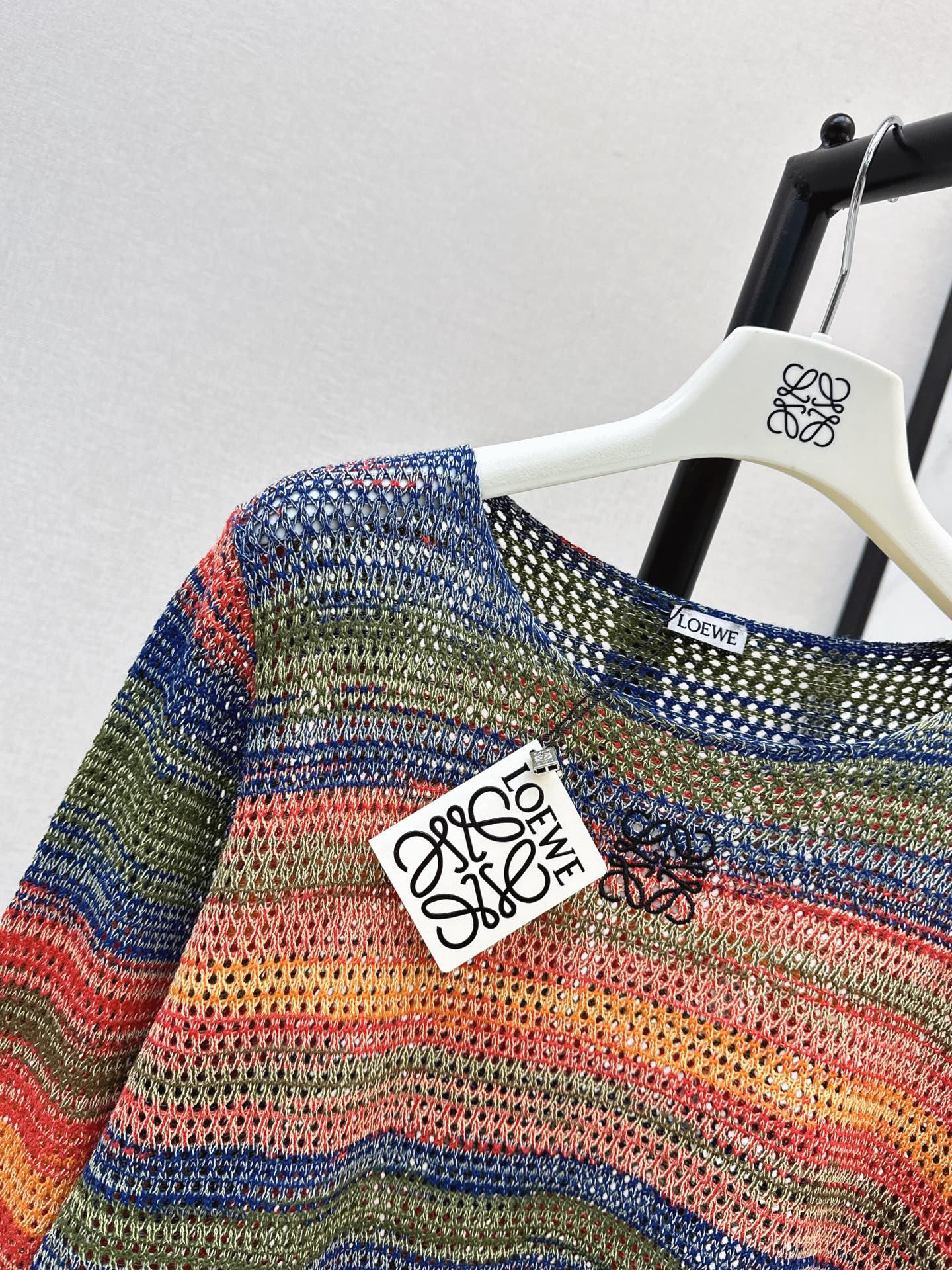 Loe 26fw stripe hollow knitwear