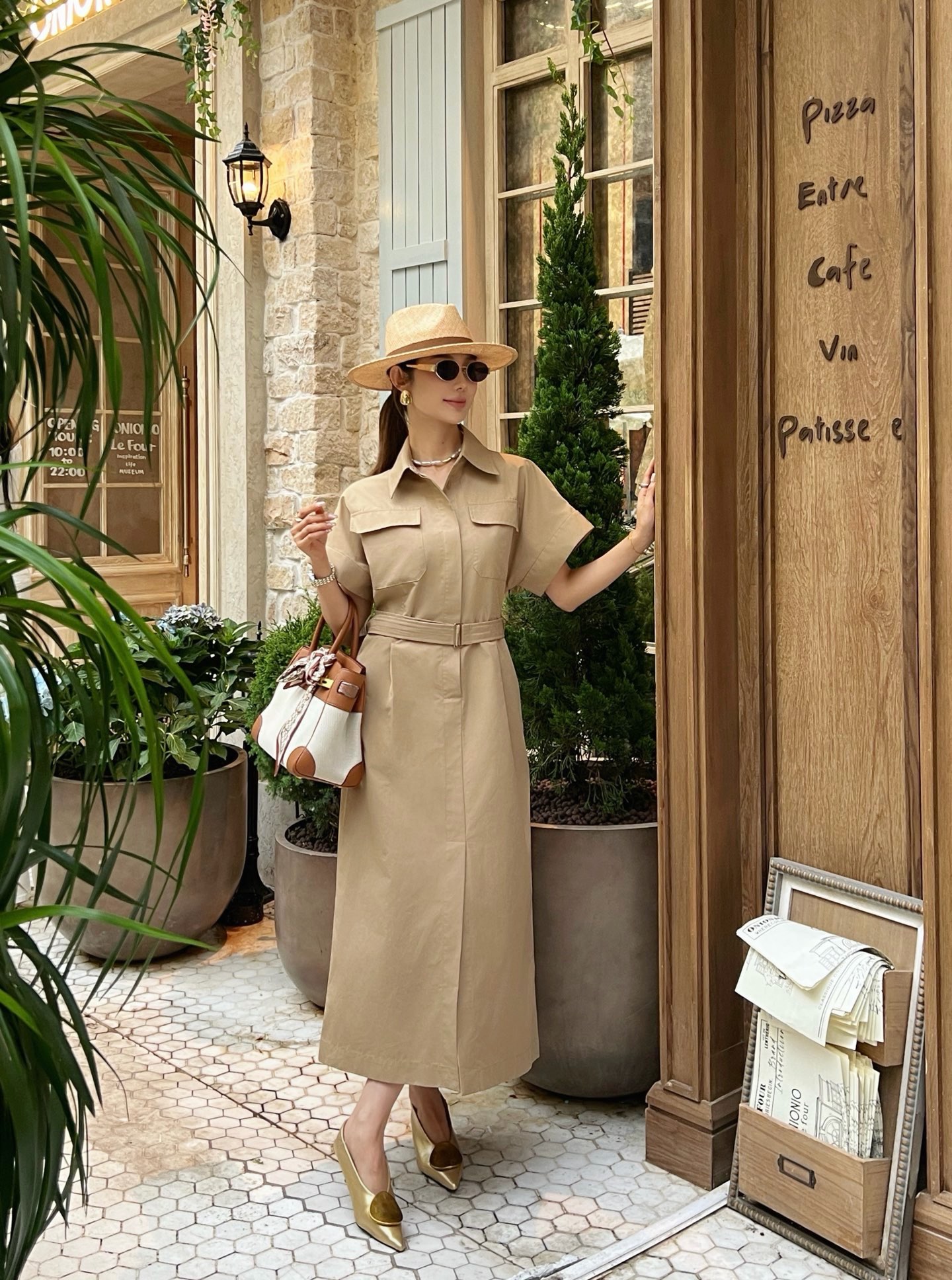 Brun 26ss belted shirt dress