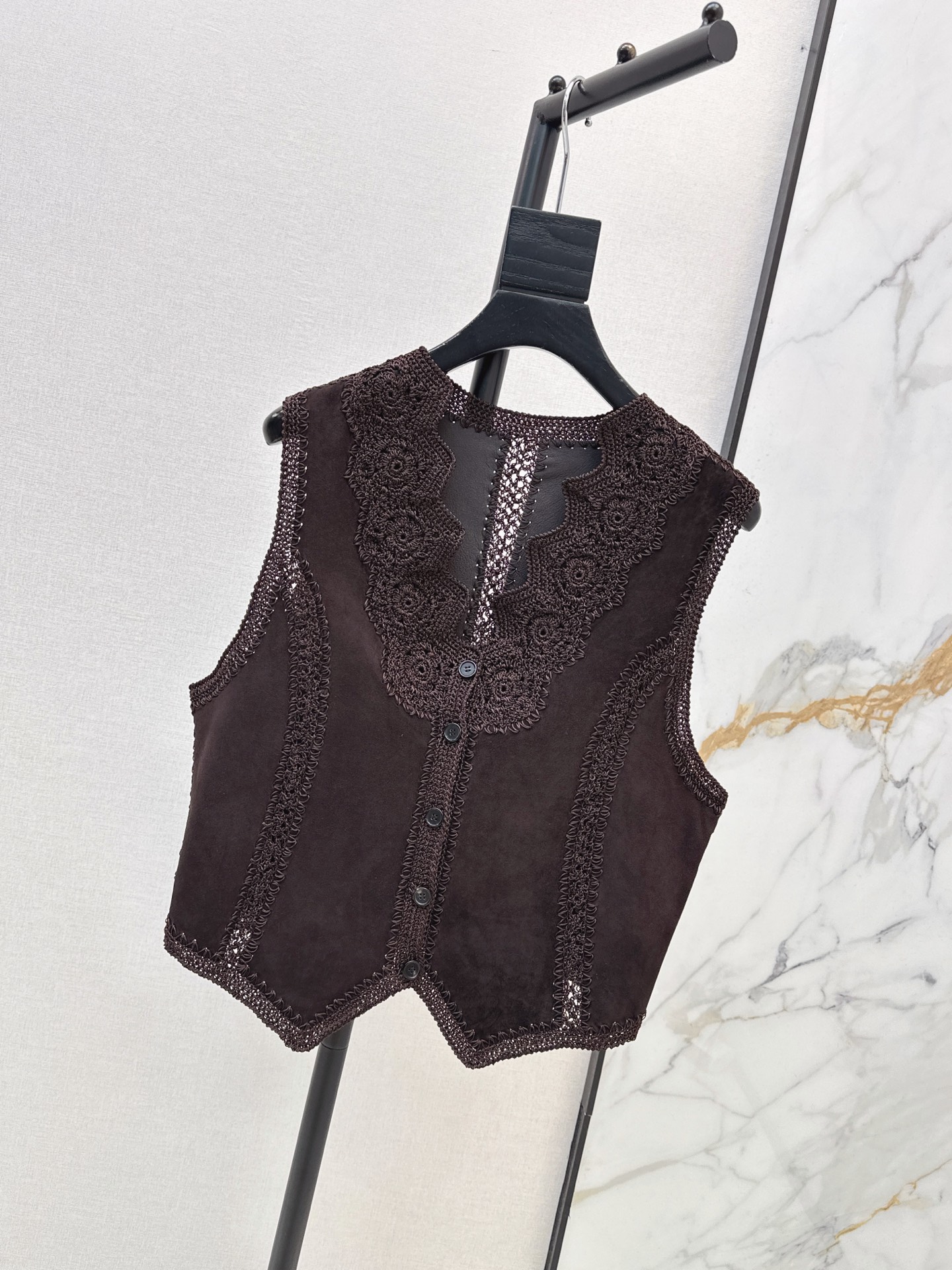 ES 26fw suede fleece leather vest