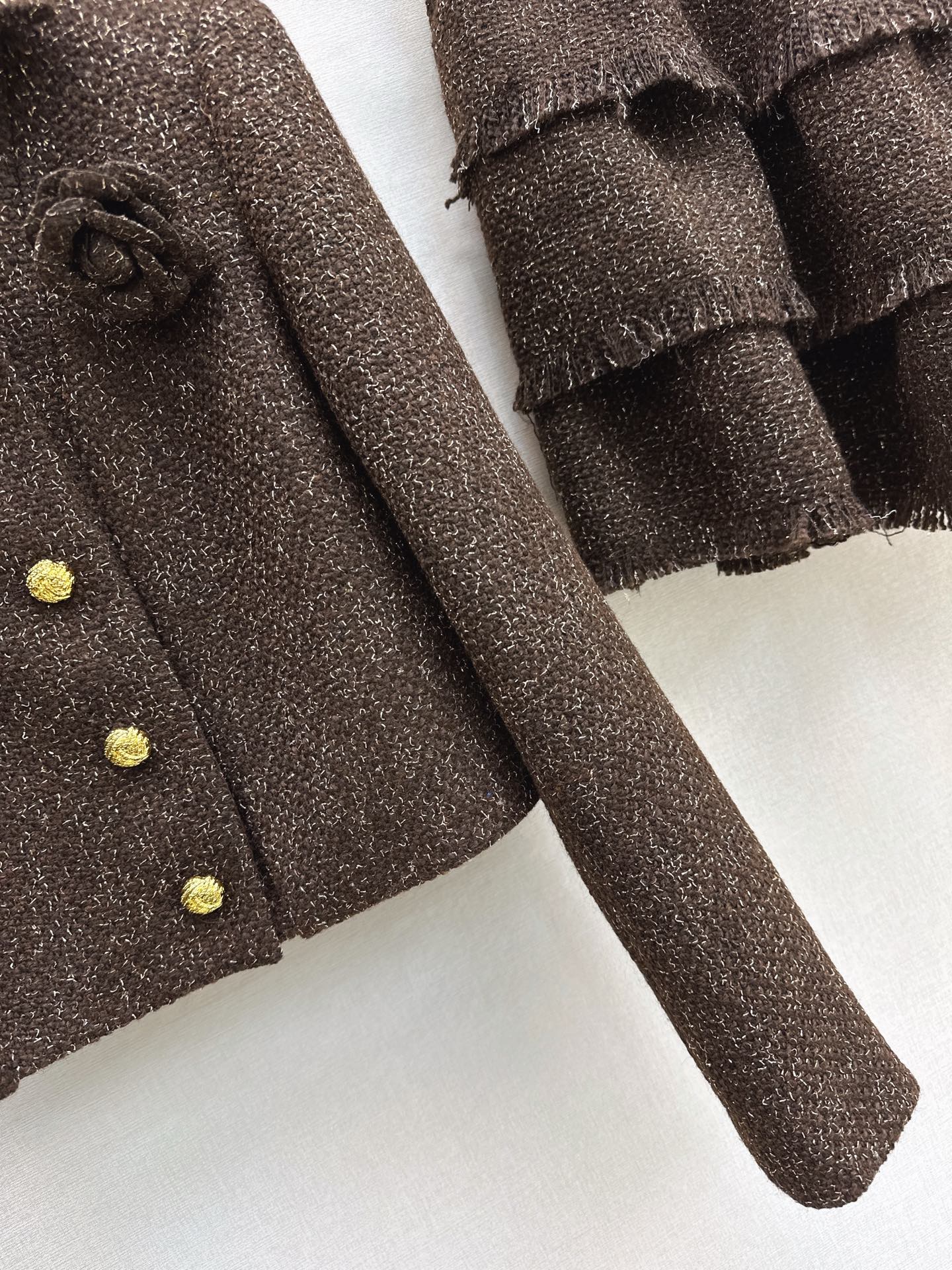 Chan 26fw cropped tweed woven jacket