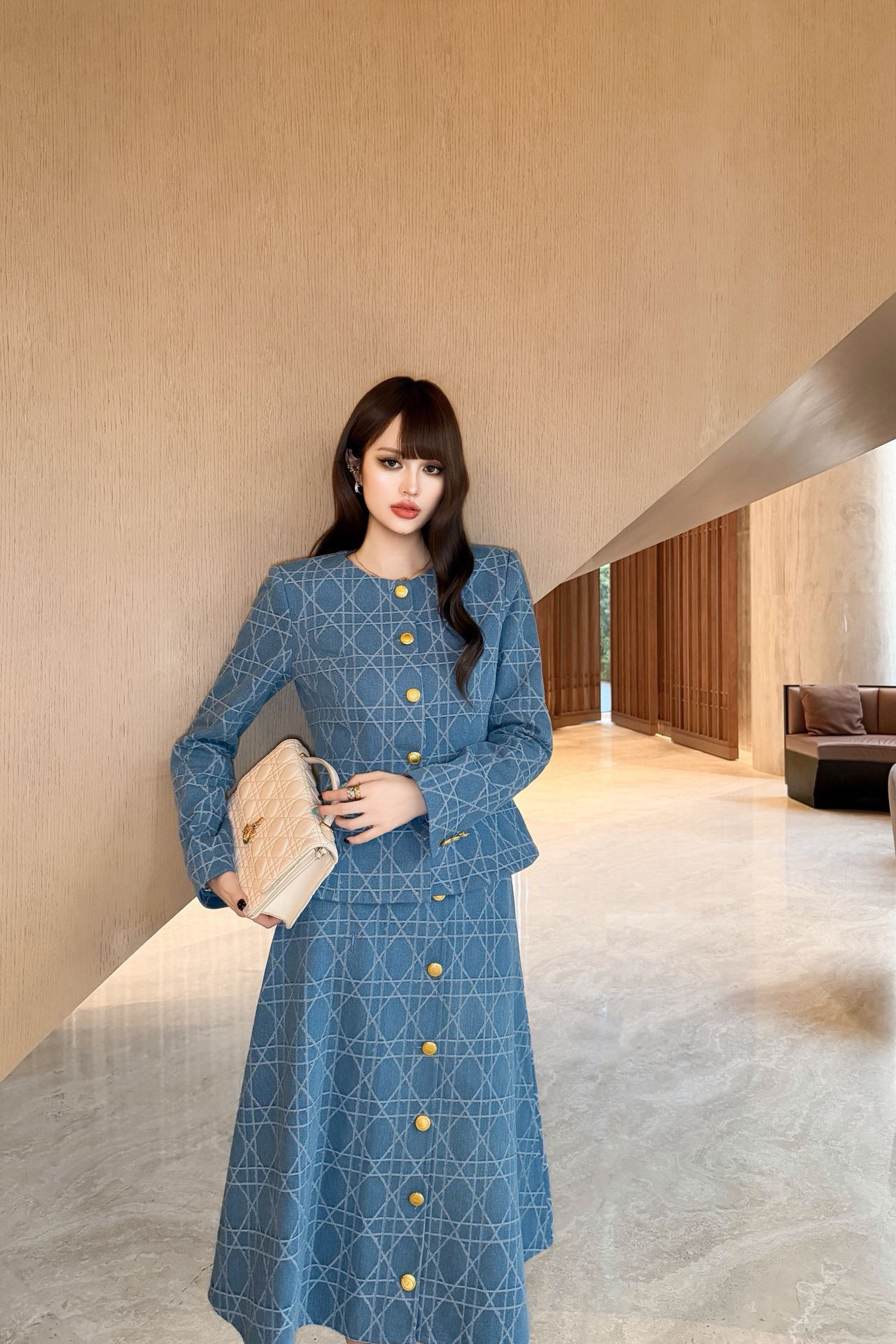 CD 26fw jacquard jacket A-line skirt sets