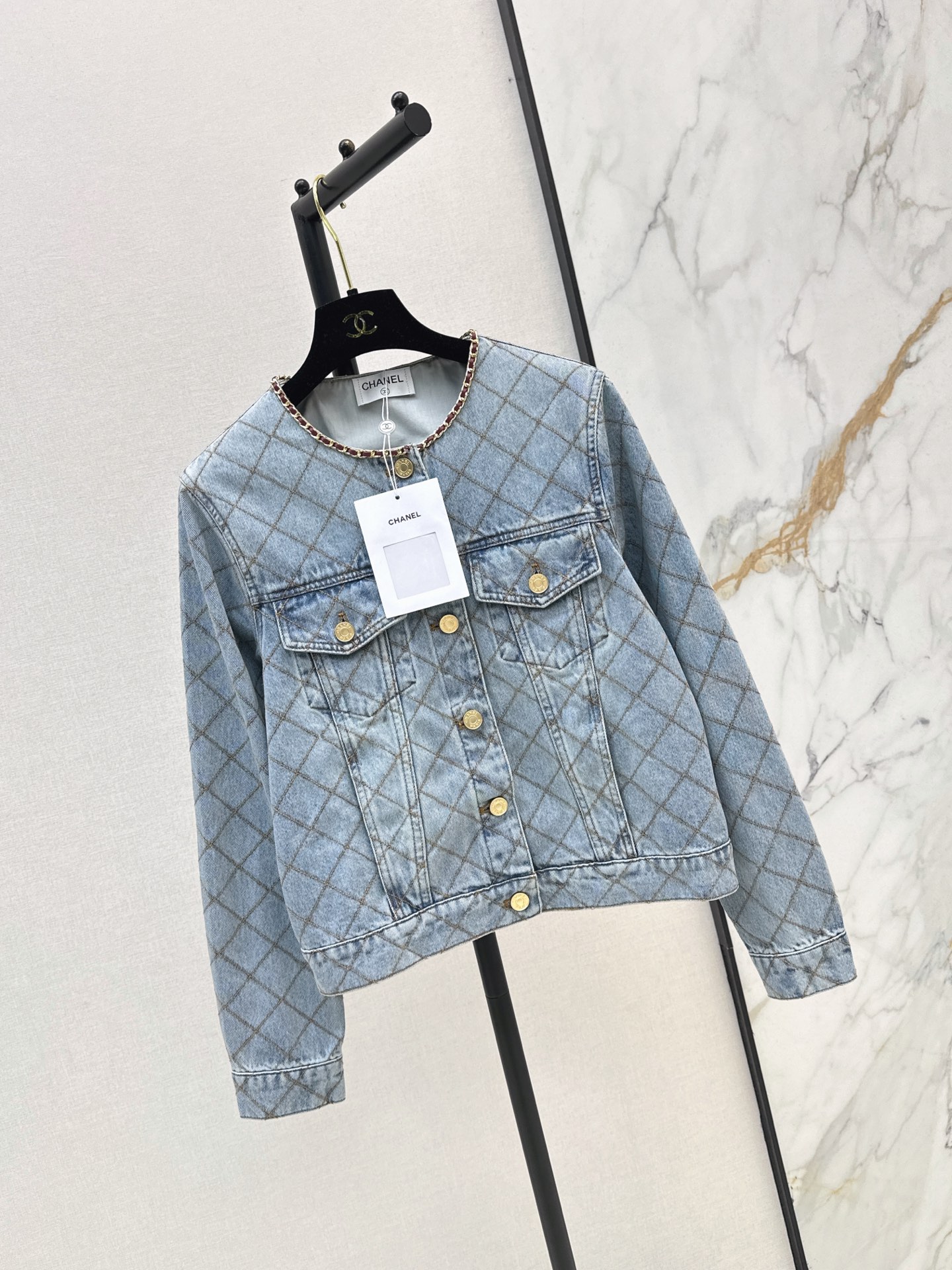 Chan 26fw diamond pattern denim jacket