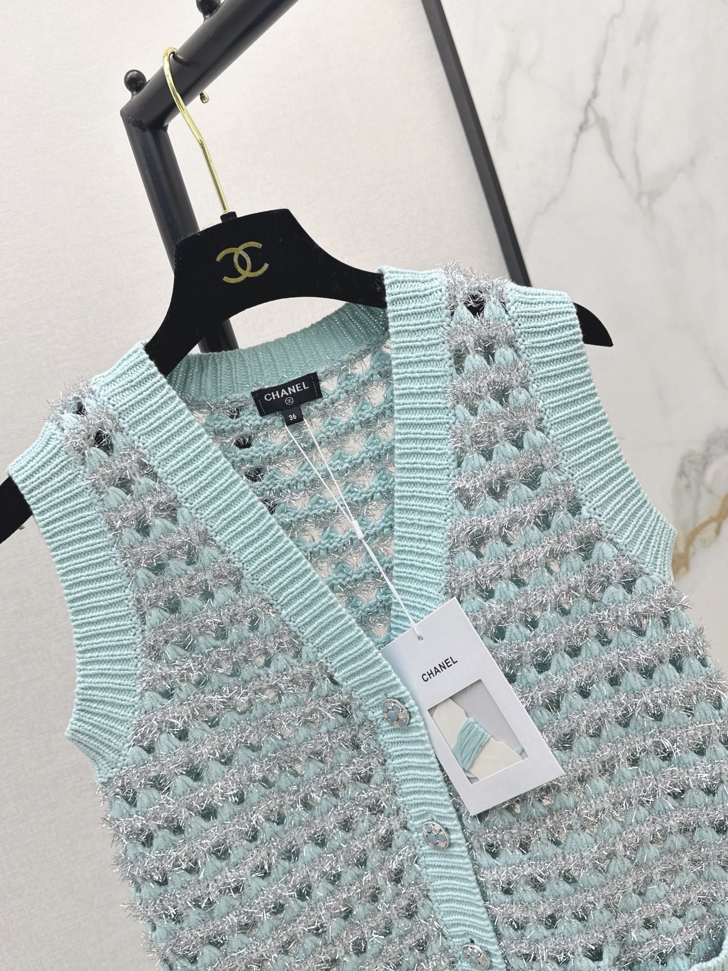 Chan 26fw hollow knit vest