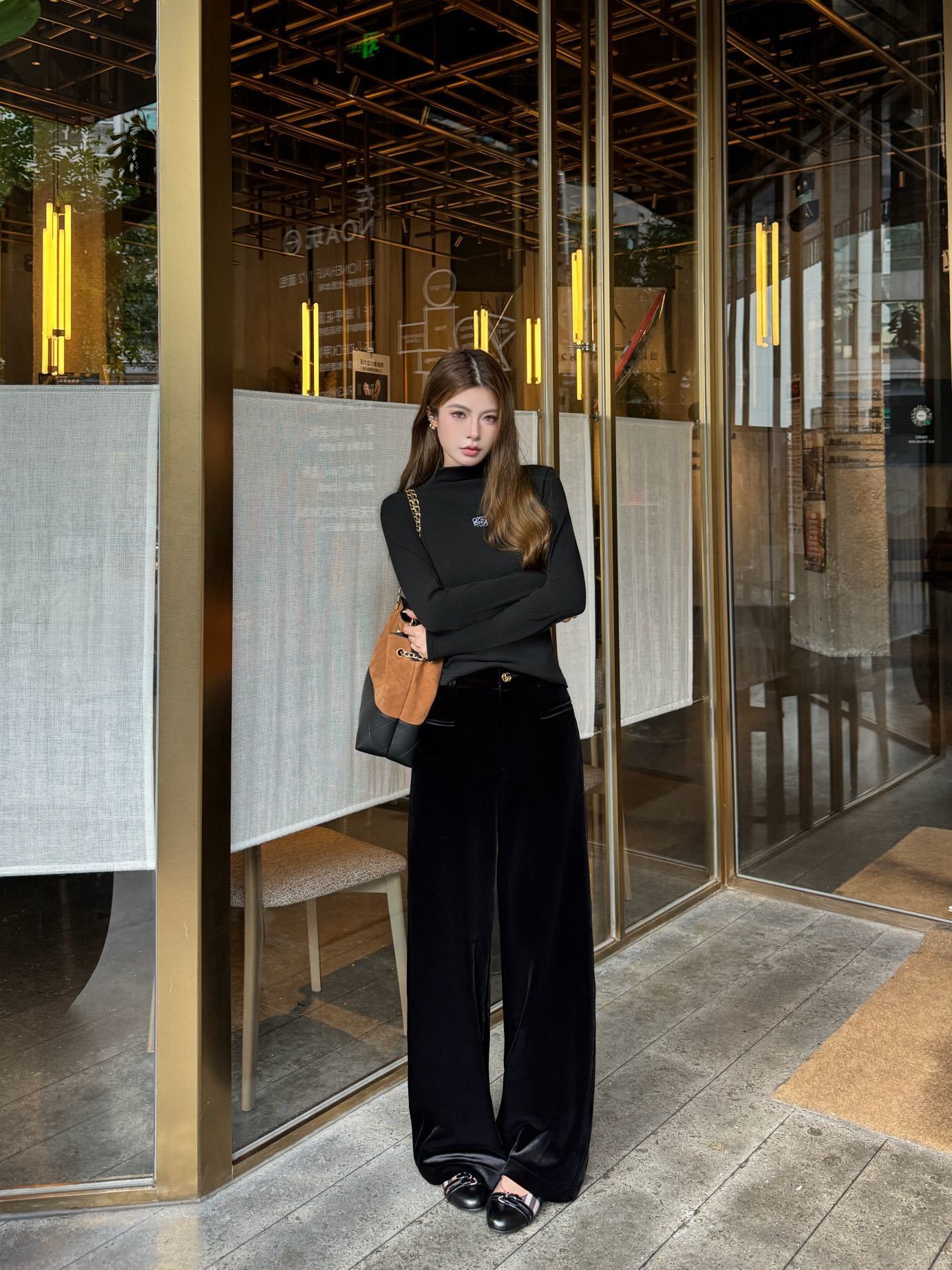 Guc 26fw velvet wide leg pants