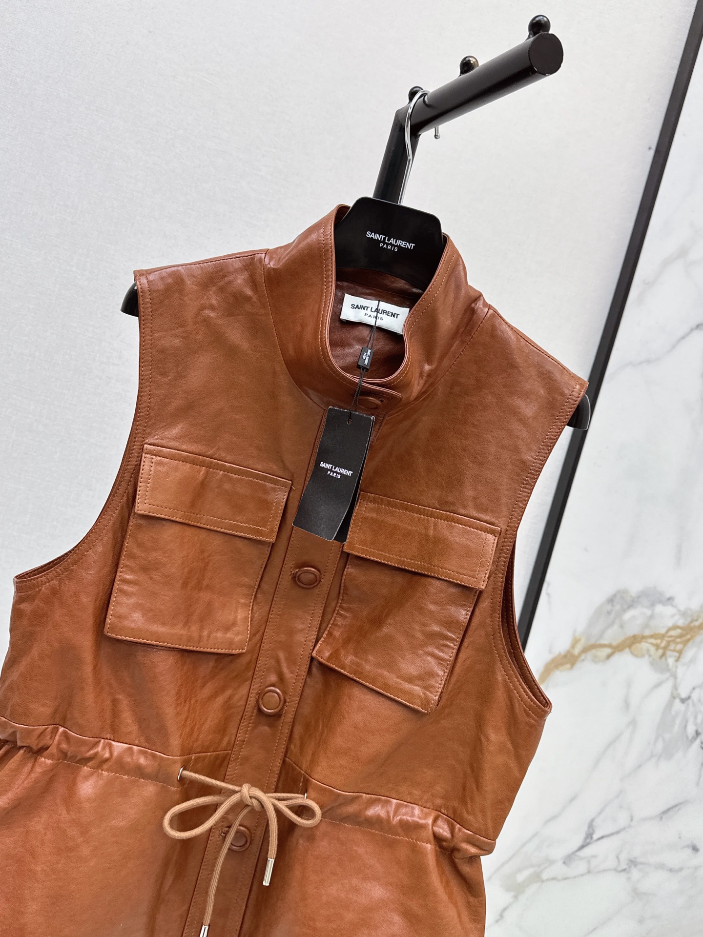Sain 26fw leather vest jacket