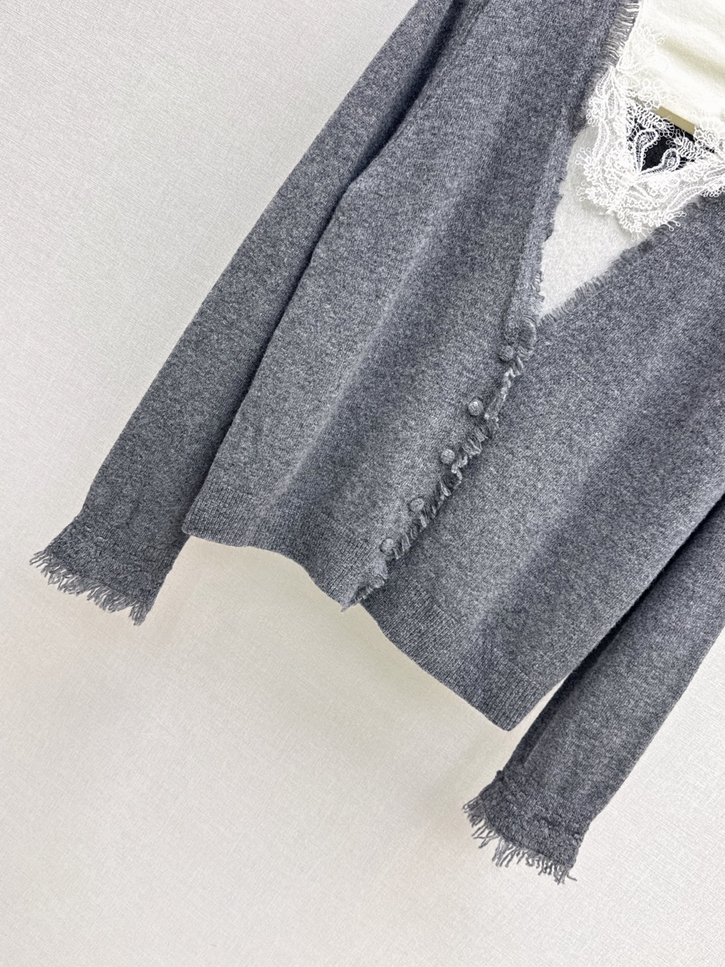 ES 26fw lace contract wool cardigan