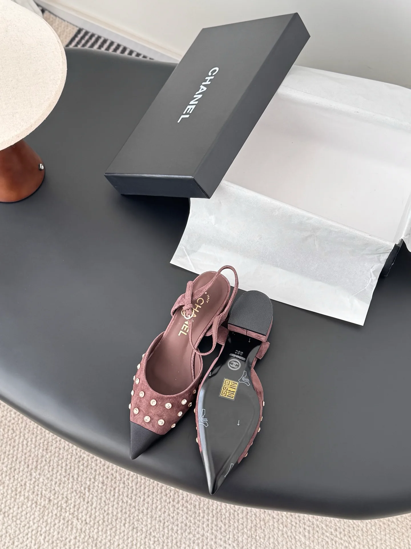 Chan 25fw rhinestones slingback sandals
