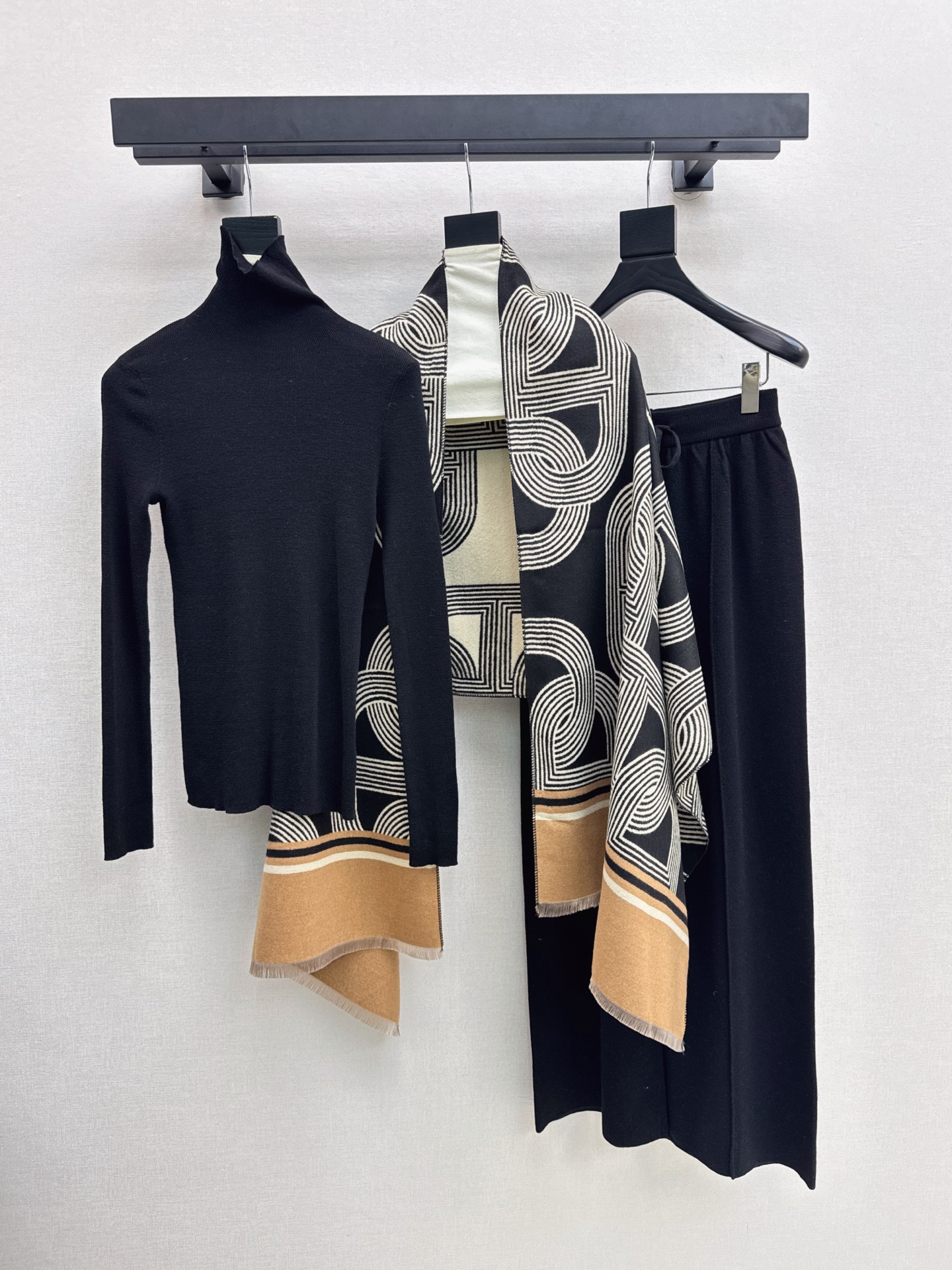Her 26fw 3pcs knit basic tee shawls pants sets