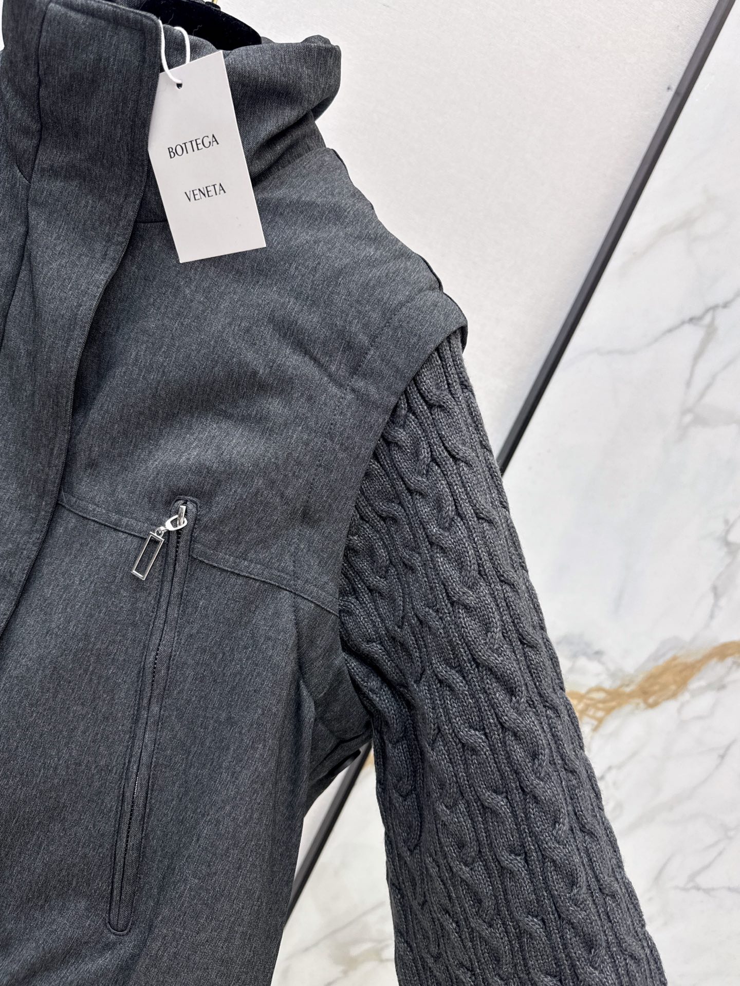 Bott 26fw detachable sleeve knit contract down jacket