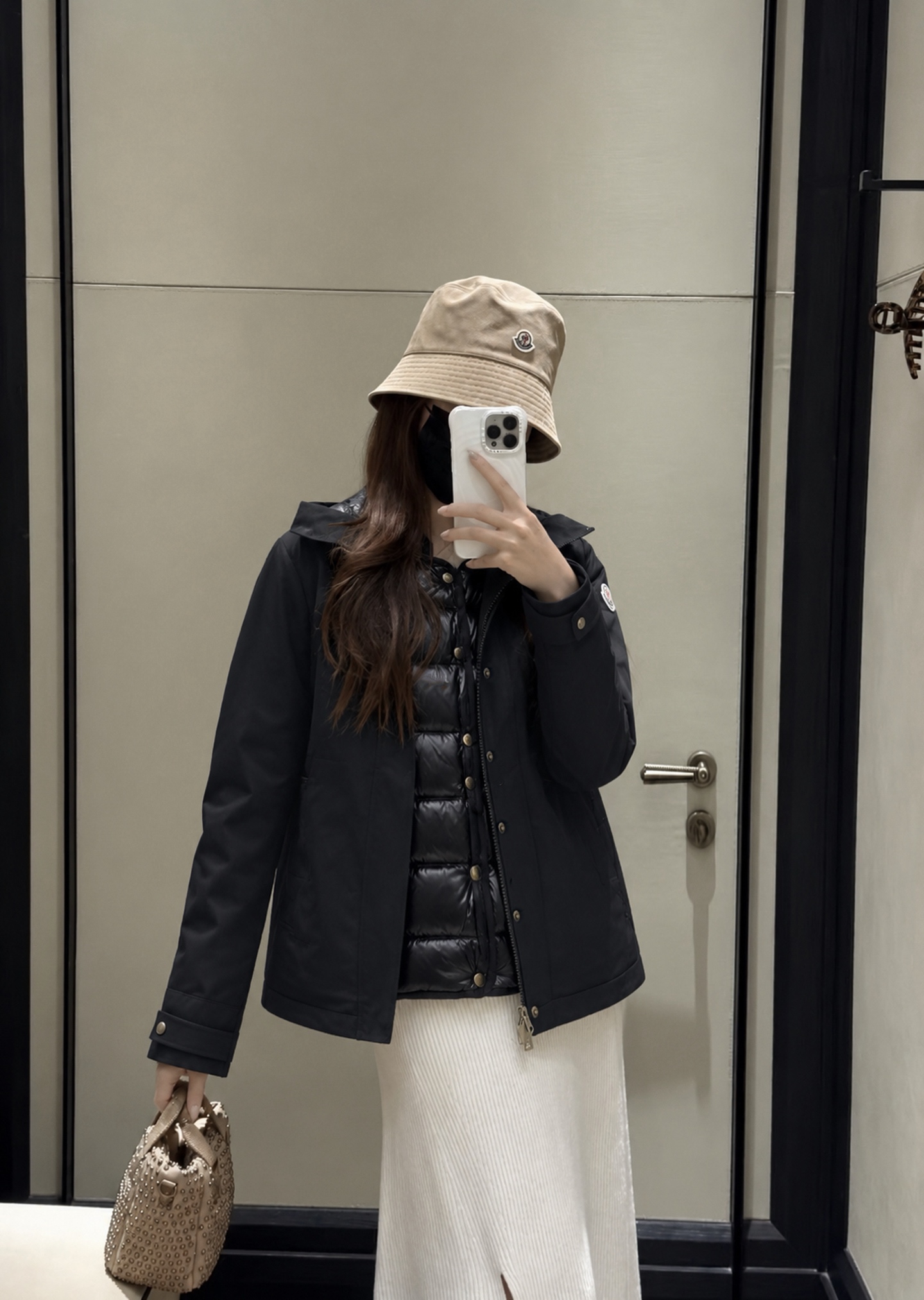 Monc 26fw down vest hooded trench coats sets