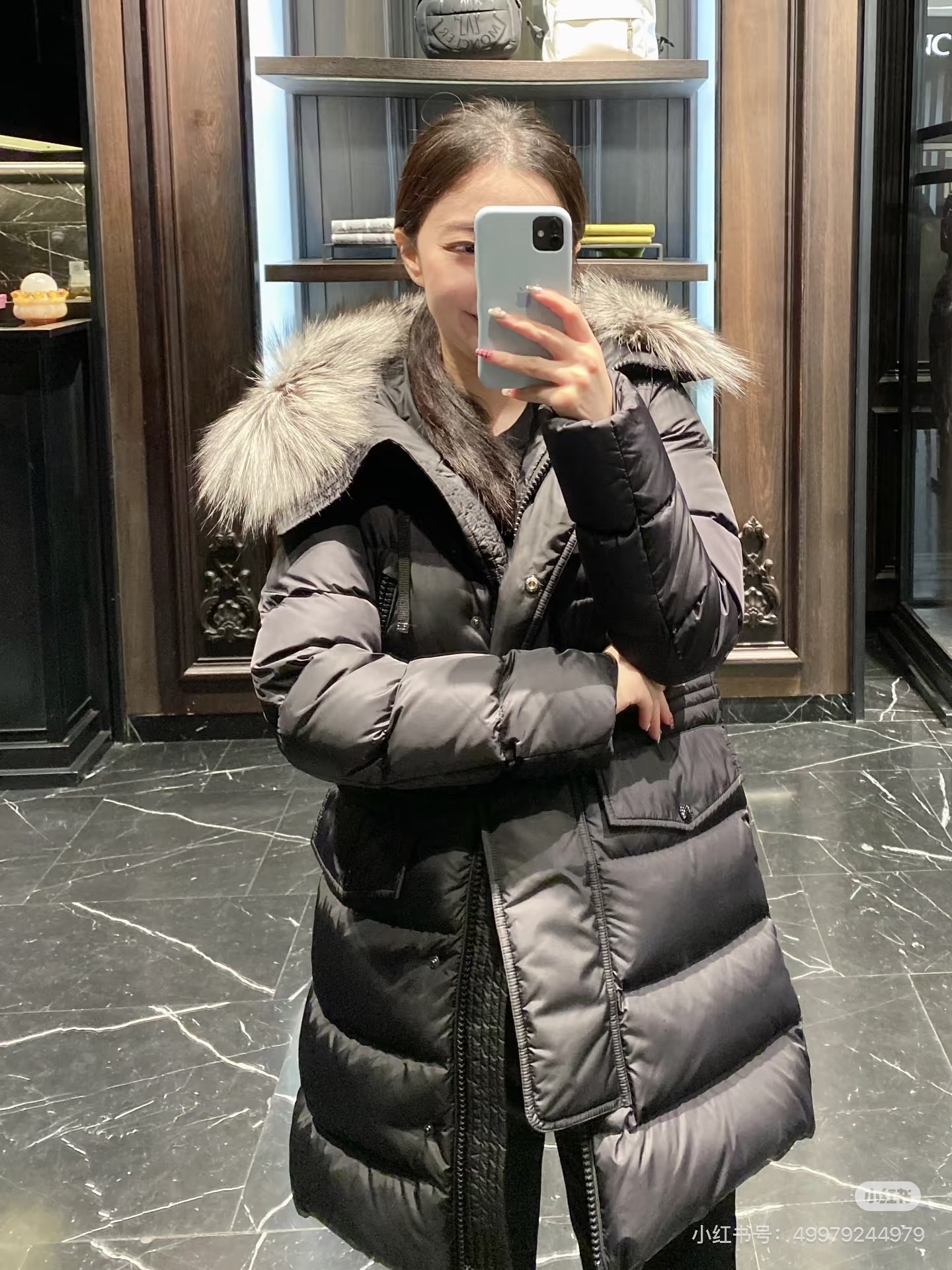 Monc 26fw fur-trim hooded down jacket
